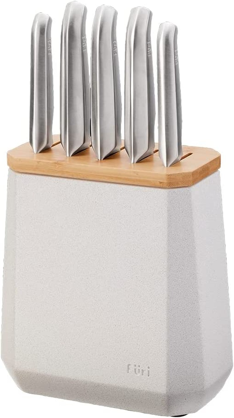 Furi Stone Knife Block 6Pc Set Snow Terrazzo