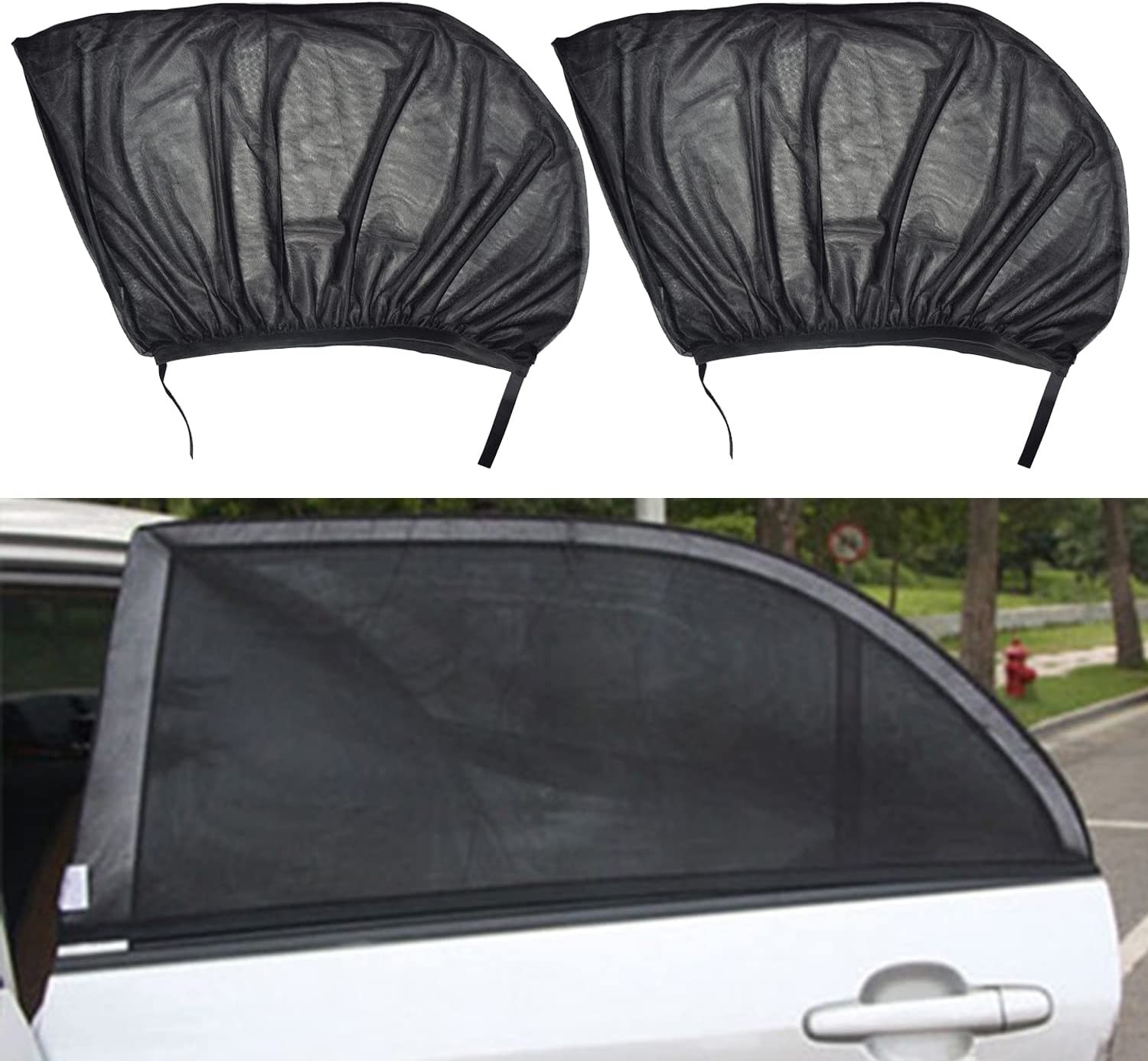 Paifeancodill Car Side Rear Window Sun Shades, 2 Pcs Window Sock, Breathable Mesh Car Sun Shade, Side Car Window Covers, 100% Coverage Sunshade Cover Protects People from Sun Glare UV Rays Burn Heats