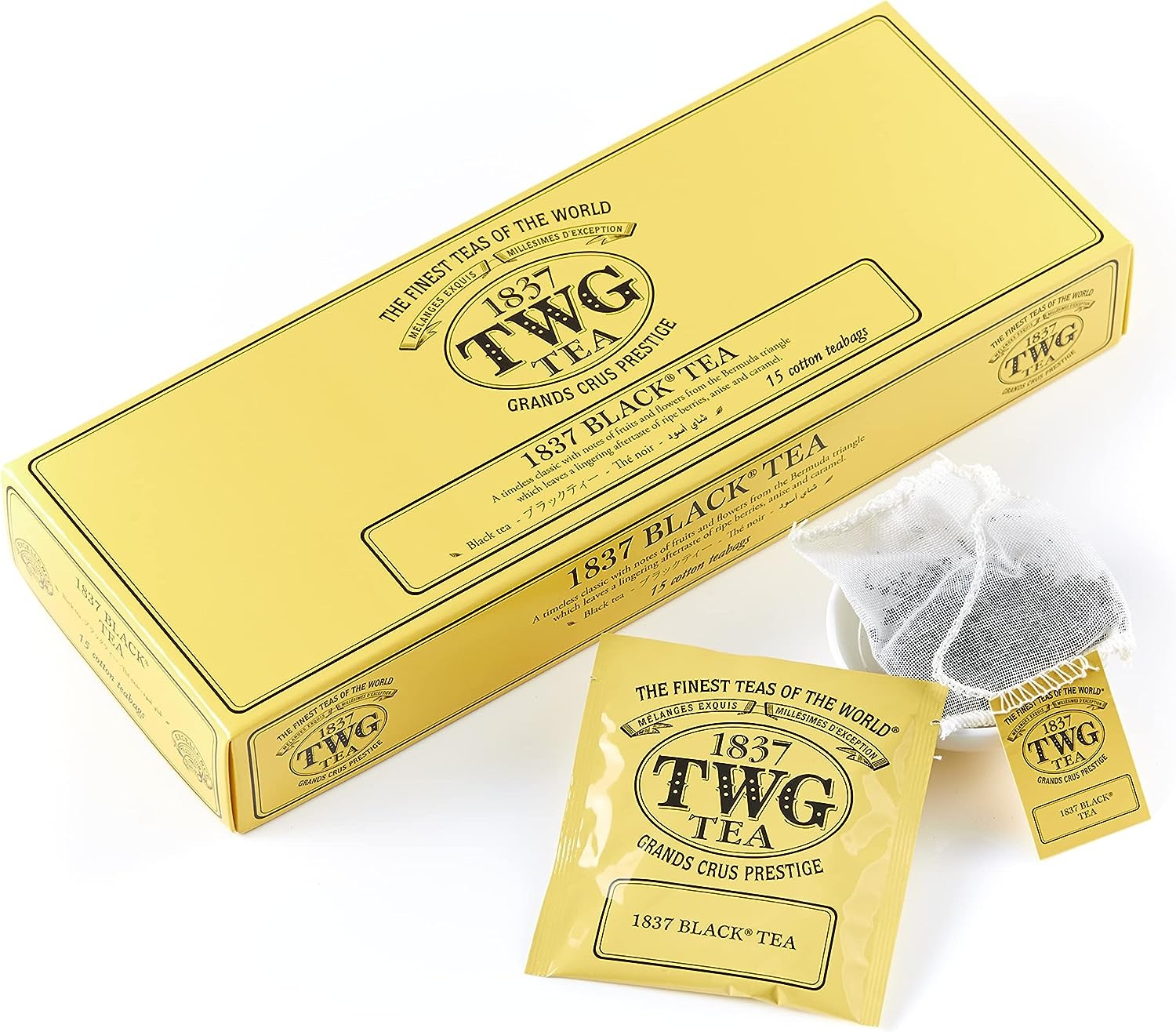 TWG Tea | 1837 Black Tea | Black Tea | Fruits & Flowers | 15 Hand Sewn Cotton Tea Bags | Gift Set