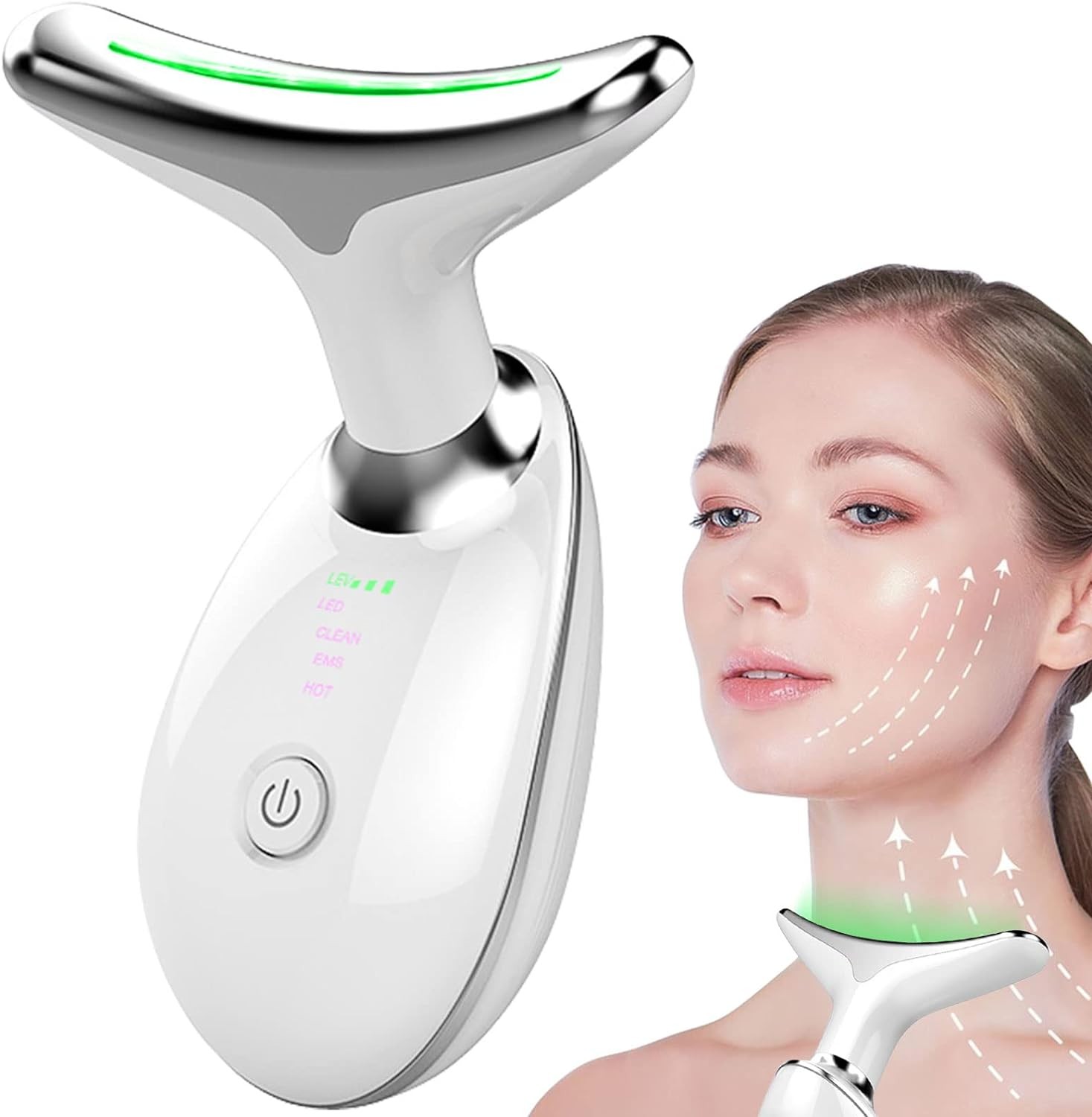 Firming Wrinkle Removal Device for Neck Face, Double Chin Reducer Vibration Massager, 3 in 1 Portable Face Massager for Lift Sagging Skin, Skin Care,Firm,Tightening, Smooth. Face Sculpting Tool White