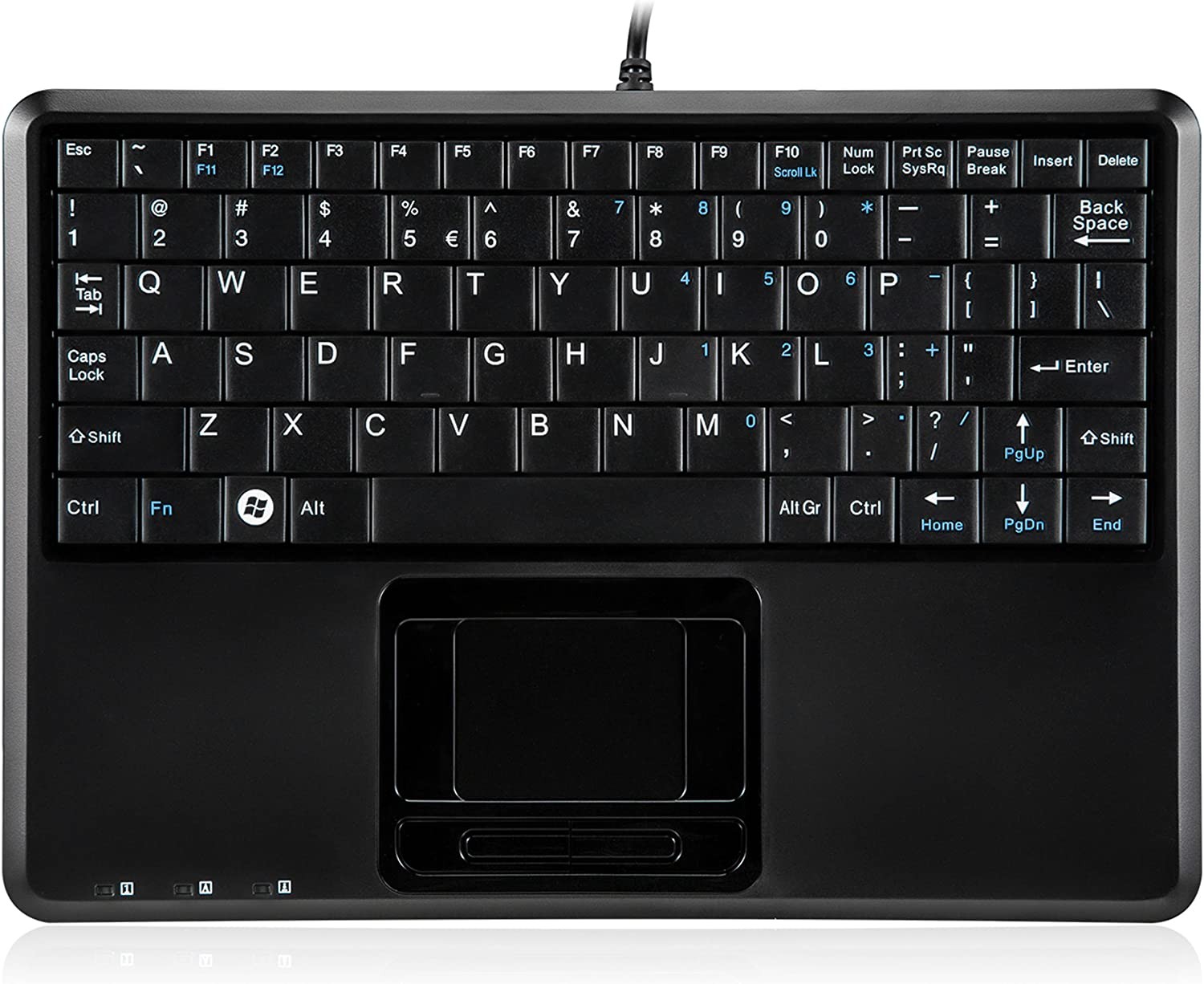 PERIBOARD-510H Plus, Wired USB Scissor Keyboard with Touchpad & USB Port – Super Mini 9.05″X6.30″X0.90″ Dimension