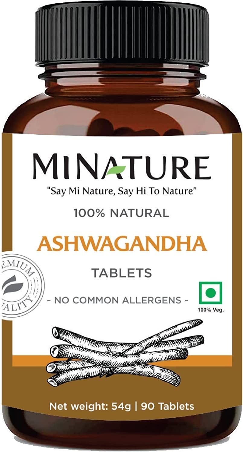 Ashwagandha Tablets- 90 Tablets, 1000 Mg by Mi Nature | 45 Days Supply |100% Natural Ashwagandha | Vegan |