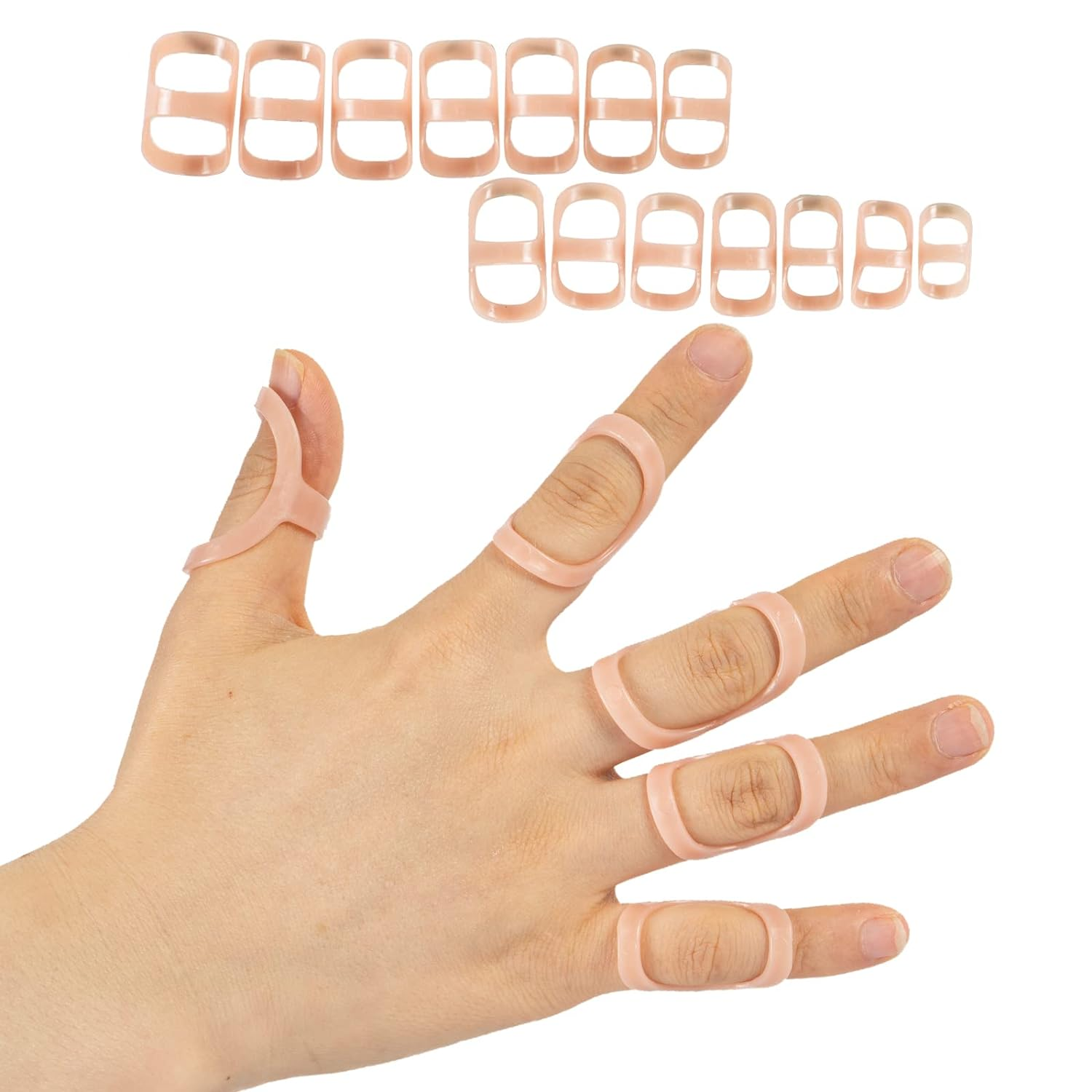 14 Pcs Finger Splints – Finger Splint Kit for Arthritis, Mallet Finger – Thumb Splint, Trigger Finger Splint for Thumb, Middle, Pinky or Ring Finger (A Complete Kit (Sizes 2~15))