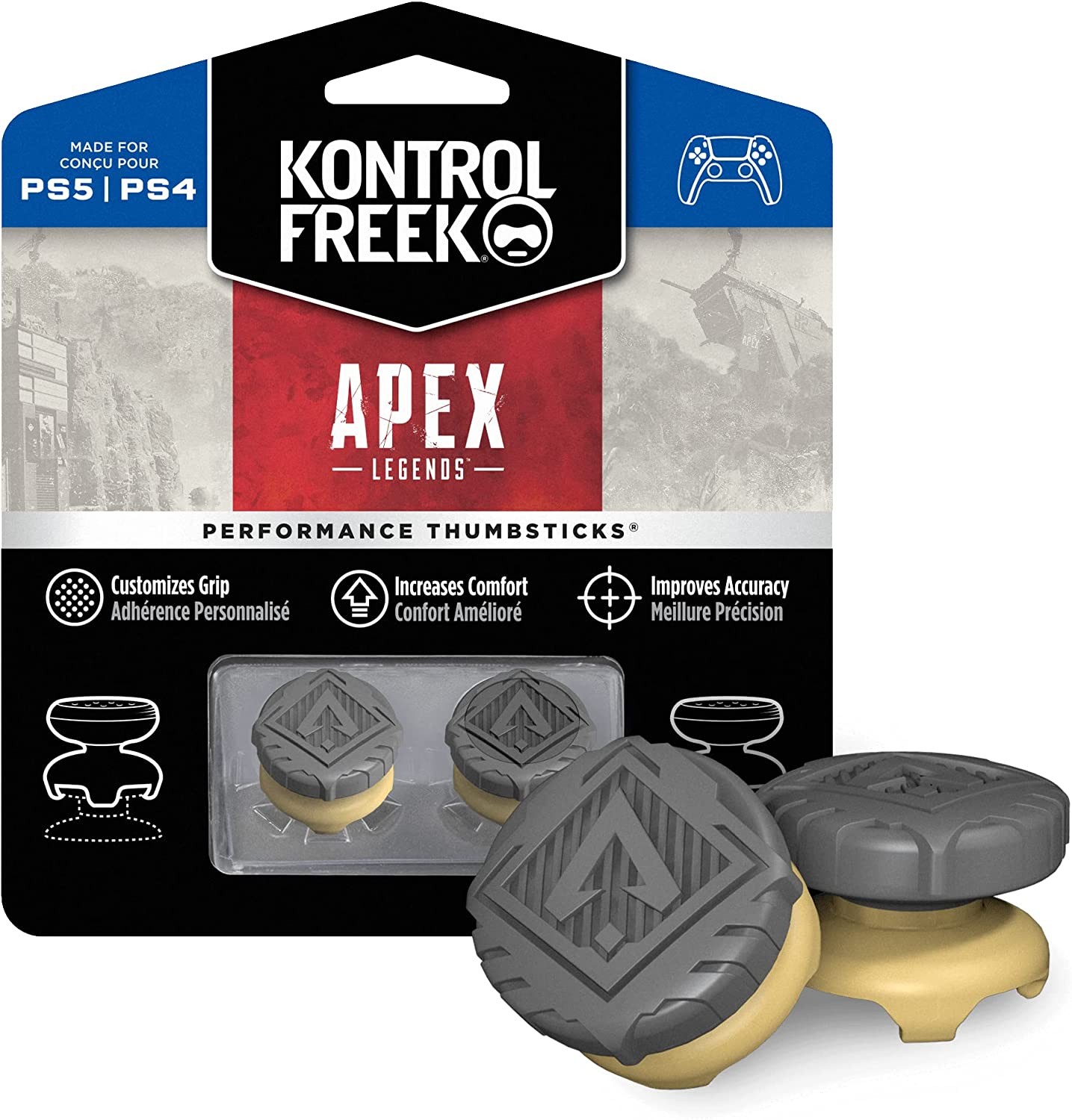 Kontrolfreek Apex Legends for Playstation 4 (PS4) and Playstation 5 (PS5) | Performance Thumbsticks | 2 High-Rise