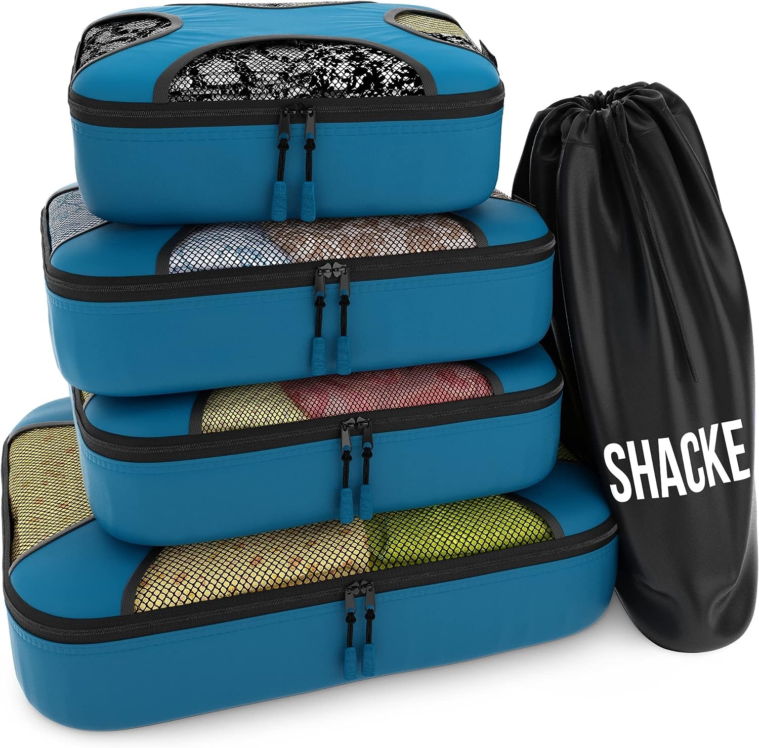 Shacke Pak – 4 Set Packing Cubes – Travel Organizers with Laundry Bag