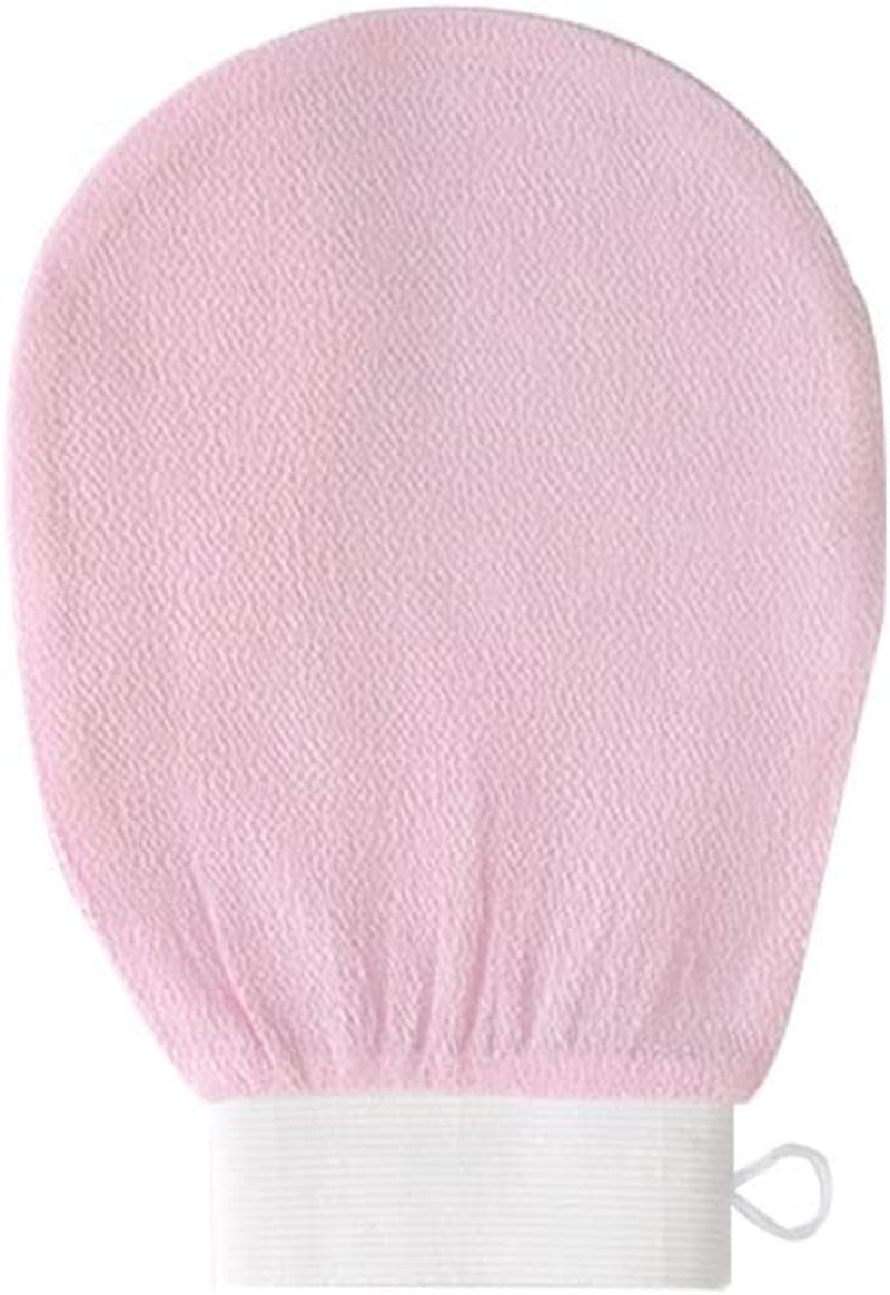 1Pcs Exfoliating Mitt,Exfoliating Gloves,Body and Face Scrub, Remove Dead Skins and Impurities,Viscose Silk Material Exfoliating Glove for for Bath, Smoother and Healthier Skin (PINK)