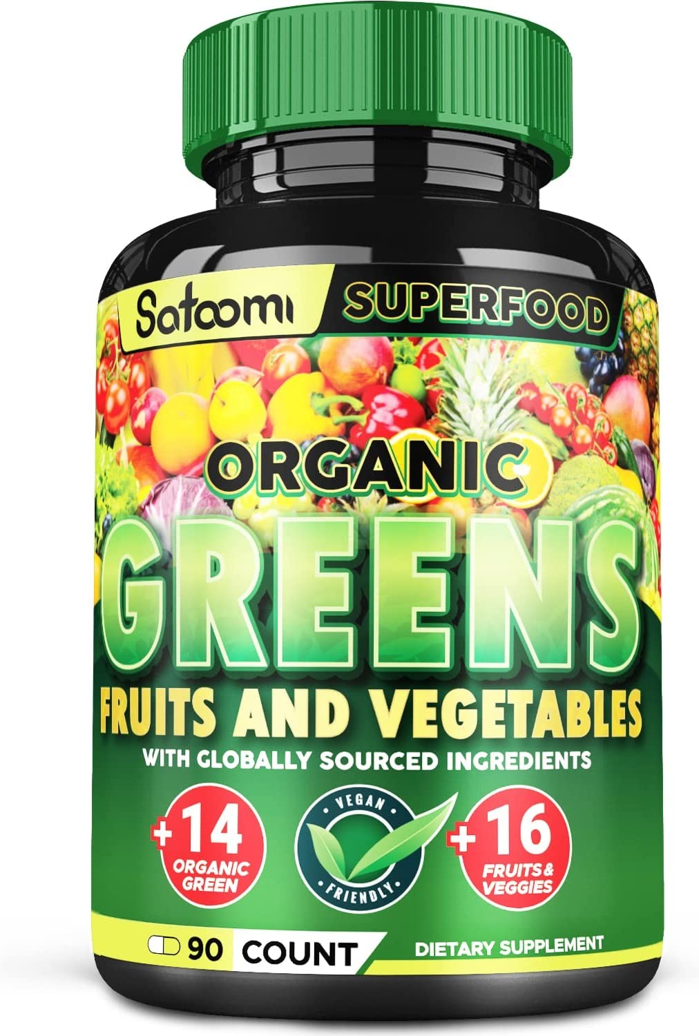 Super Food Green Capsules Supplement – 30 Powerful Natural Ingredients with Alfalfa Grass, Barley Grass, Apple, Beet Root & More – Support Gut, Digestion & Immune Health – 90 Vegan Caps for 1 Month