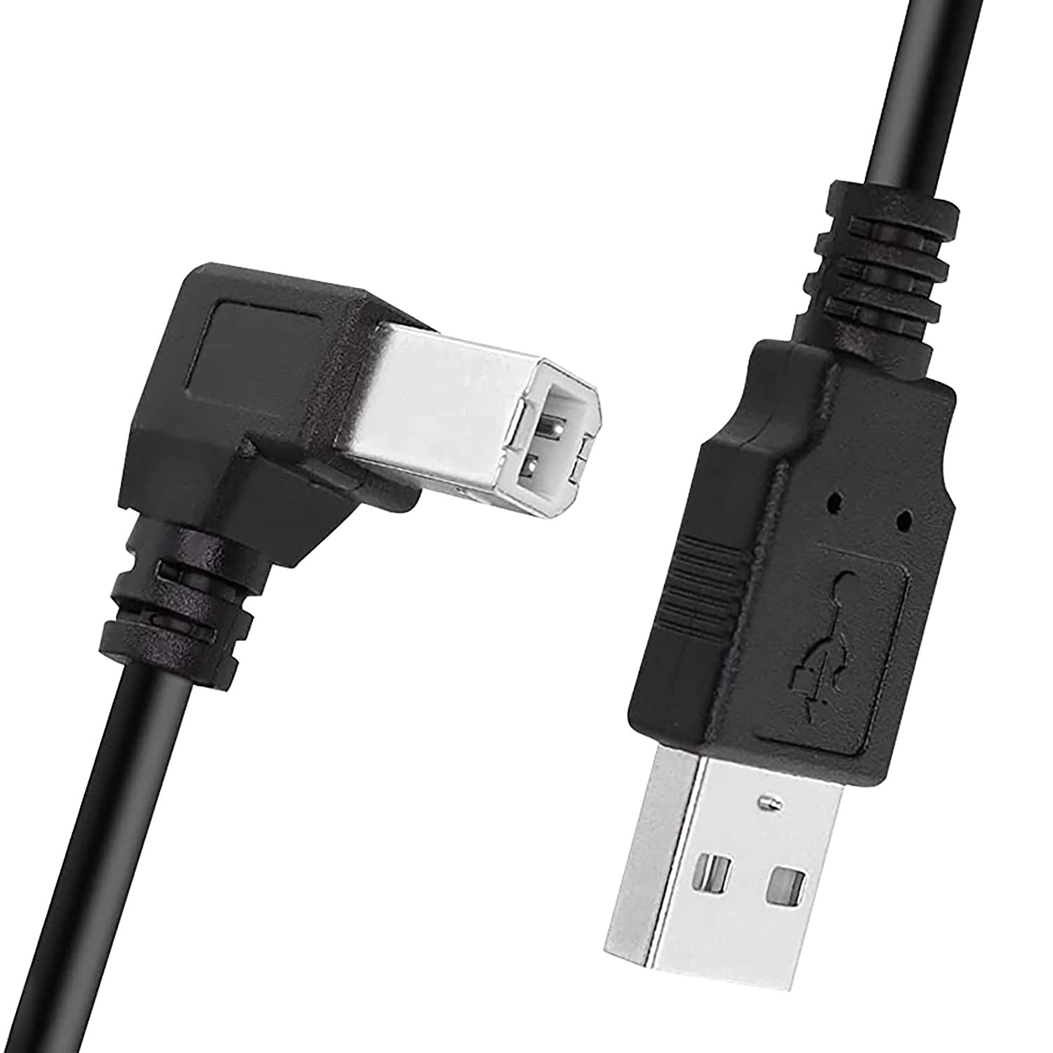 Right Angle USB 2.0 Cable a Male to B Male, Tunghey Left Angle USB 2.0 Type a Male to Right Angle USB 2.0 Type B Male Scanner Cable for Scanner, Printers (2M)