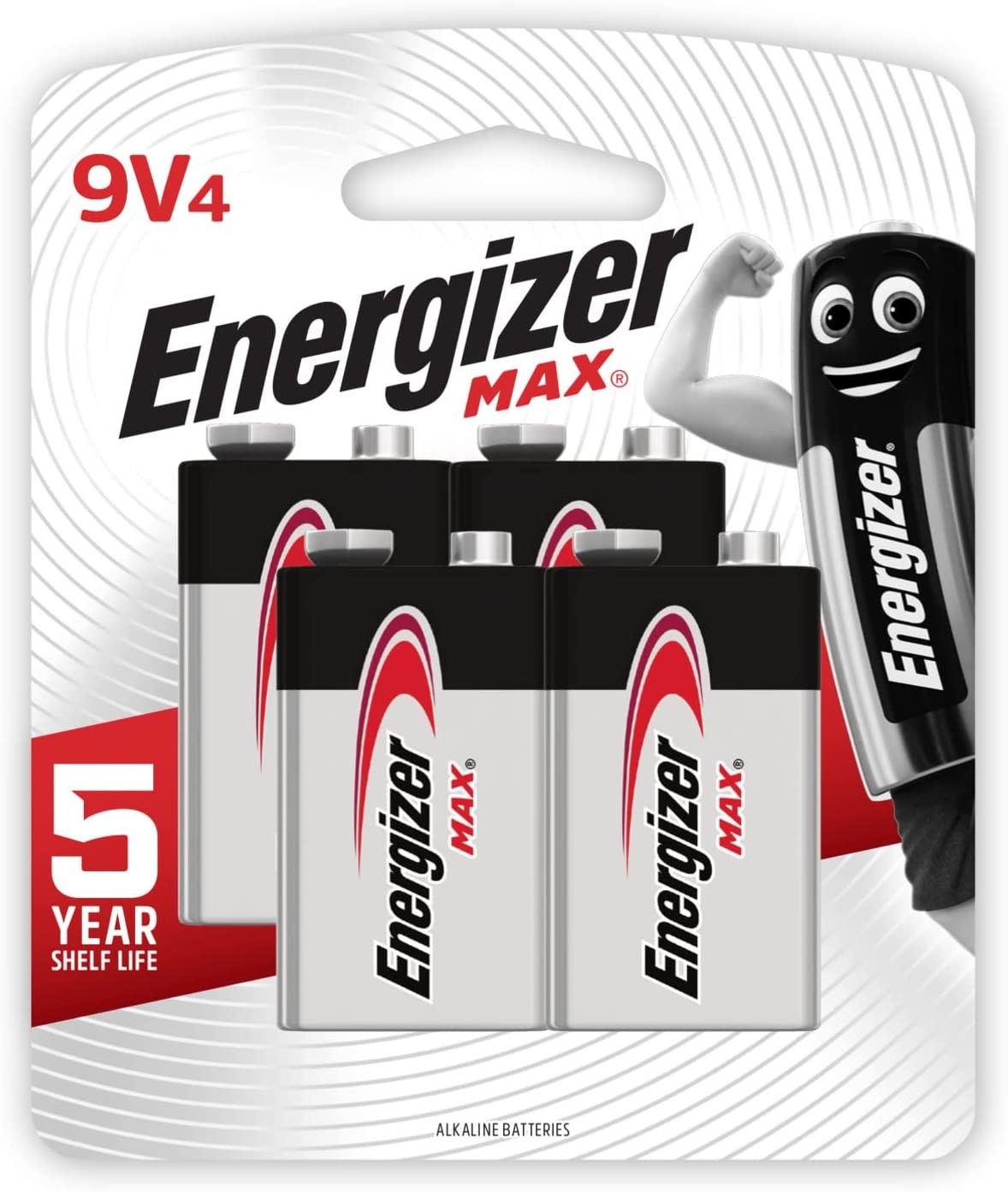 Energizer MAX 9V 4PK, Batteries, 4 Count, (E000035200)