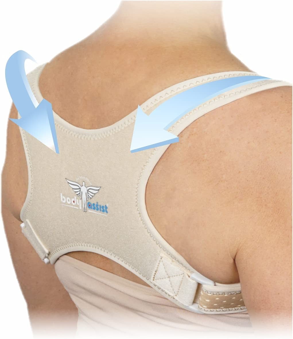 Bodyassist Back and Shoulder Posture Corrector Strap, Effective Brace Prevents Slouching & Hunching, for Women and Men, Beige, One Size