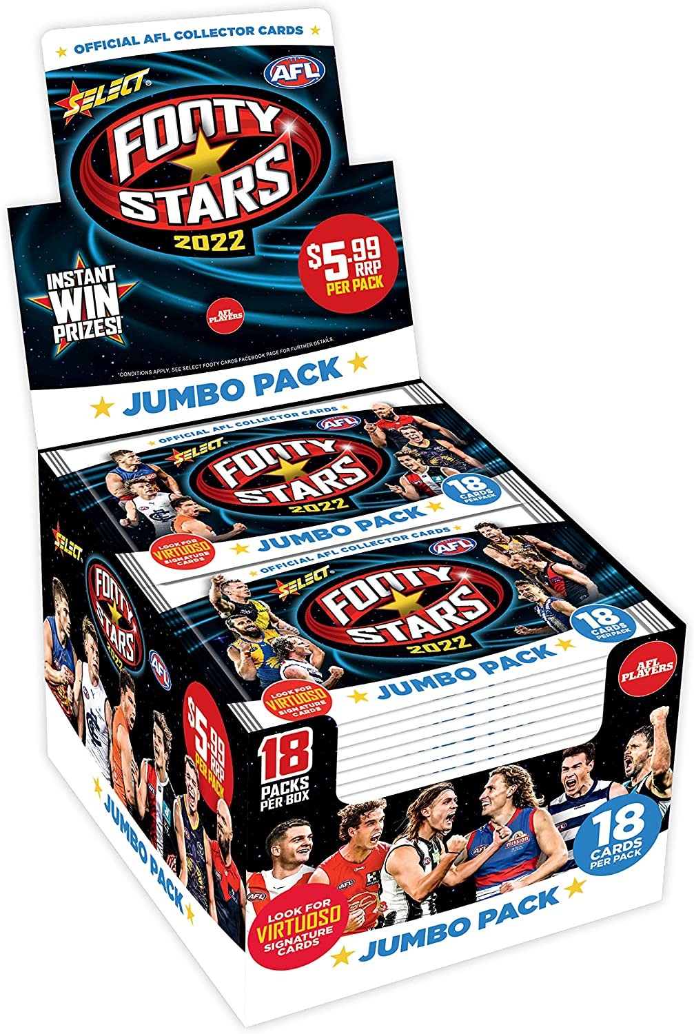 AFL Footy Stars Jumbo Collector Cards Sealed Box (18 Packs)