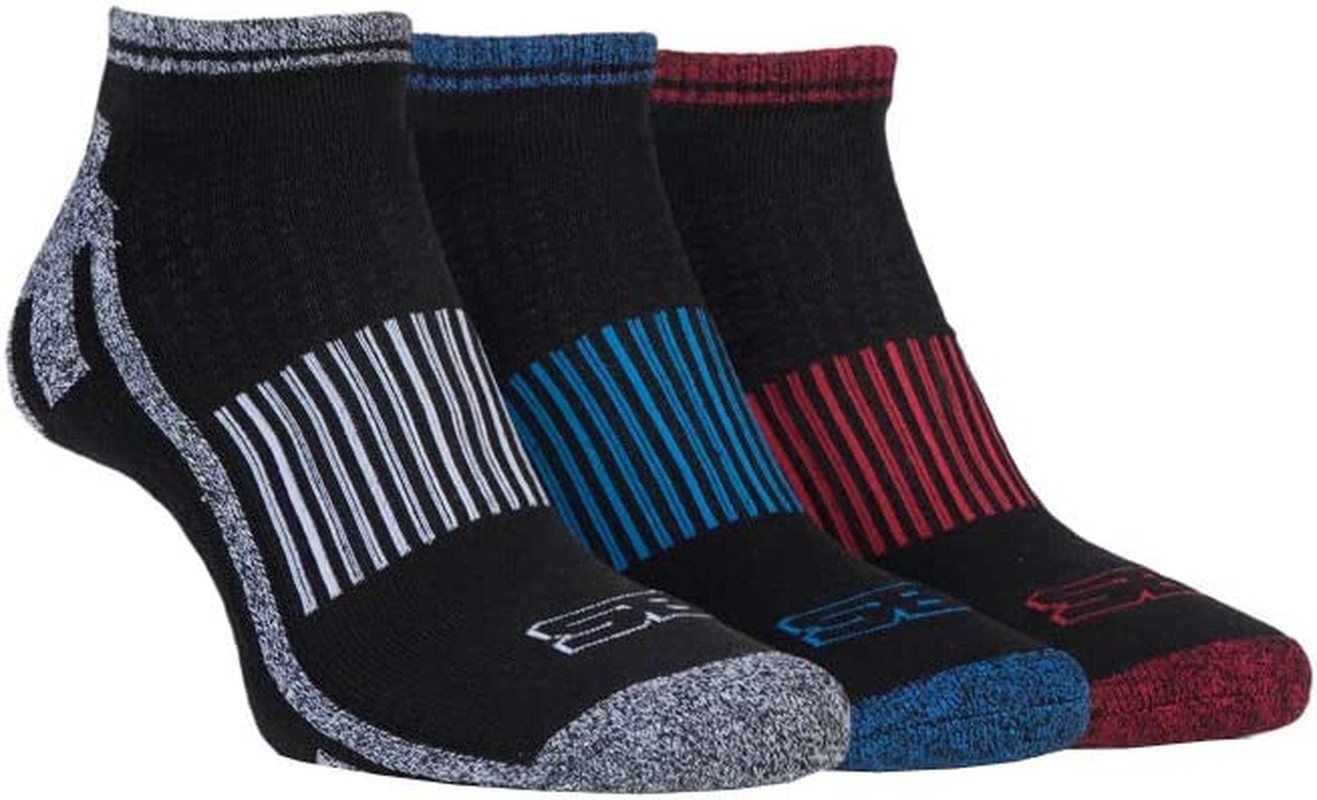 STORM BLOC Men’S 3 Pack Cushioned Low Cut Running Trainer Sports Socks, Black, 6-11 Mens UK, AZVSBMS010