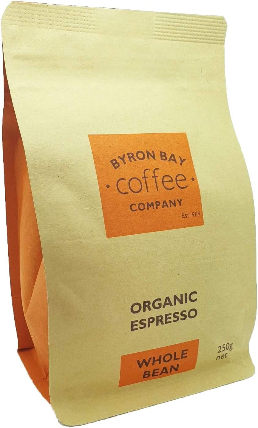 Byron Bay Coffee Company Certified Organic Espresso Whole Bean, 250 G