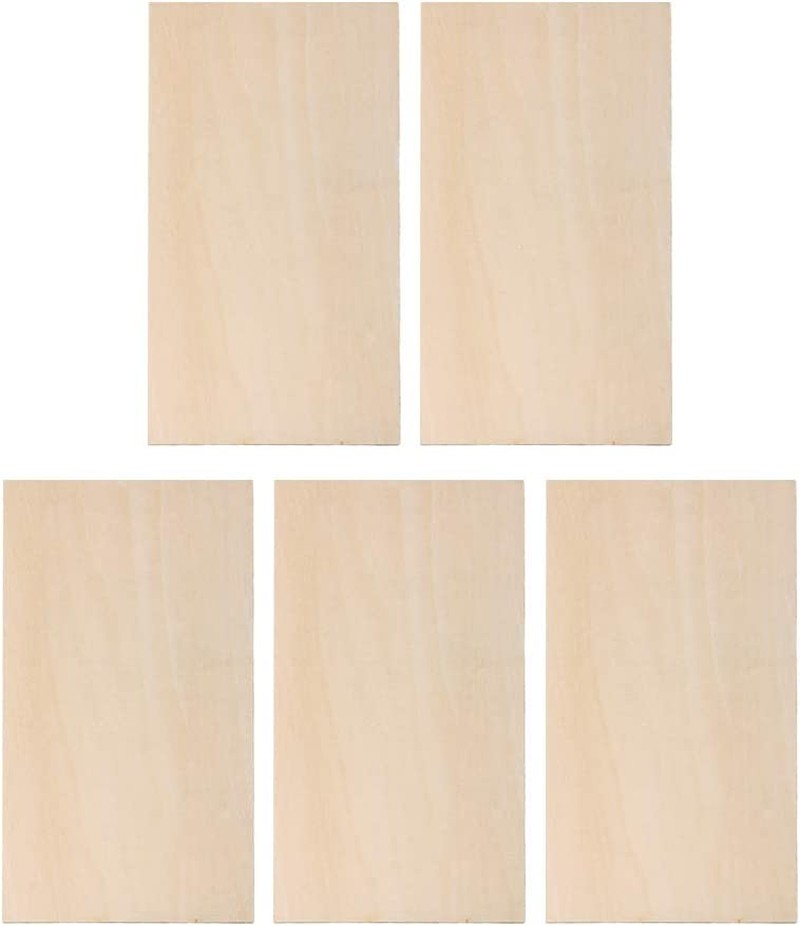 BQLZR 200X100X1.5Mm Rectangle Unfinished Craft DIY Basswood Wooden Sheets for Hand-Made Project Miniatures House Building Architectural Model Pack of 5