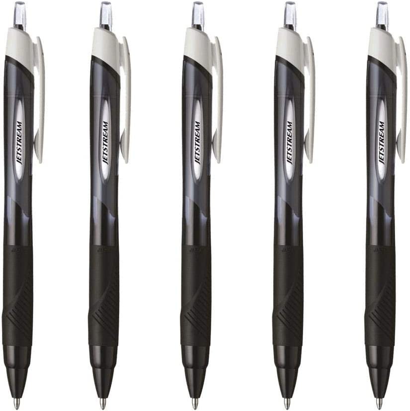 Uni-Ball Jetstream RT Retractable Roller Ball Pens Rubber Grip 1.0Mm Black Ink Value Set of 5