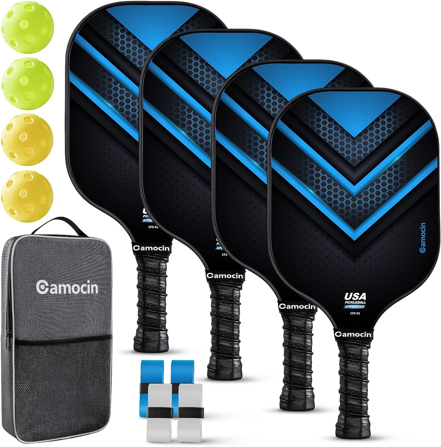 Pickleball Paddles Set of 1 | 2 | 4, USAPA Approved Fiberglass | Carbon Fiber Pickleball Set with Pickle Ball Rackets, Balls and Pickleball Bag, Lightweight Pickle Ball Paddle Set for Men and Women