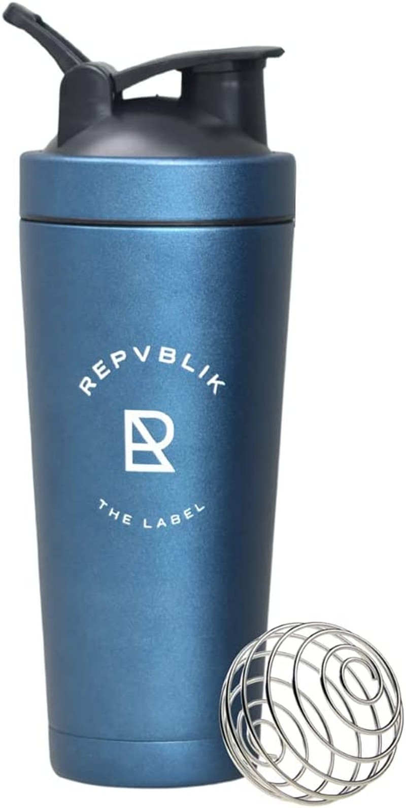 Republik Premium Stainless Steel Protein Shaker- Leak Proof Double Wall Insulation with Ergonomic Bottle Taper and Carry Handle- 750Ml with Shaker Ball- OCEAN BLUE