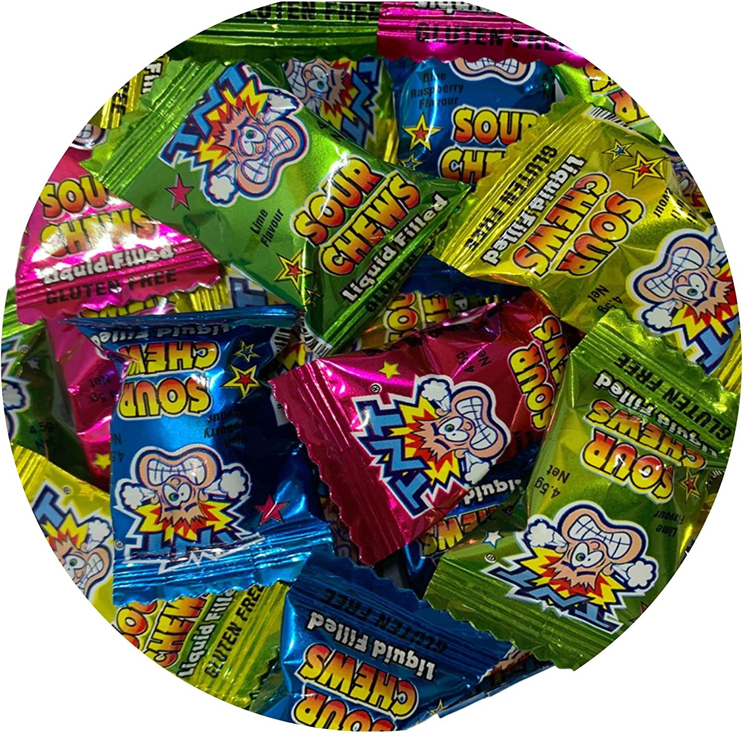 TNT Sour Chews Assorted Flavours 100Pk Gluten-Free – for Candy Buffets, Party Favours, Halloween Trick or Treating – Bulk Value Pack