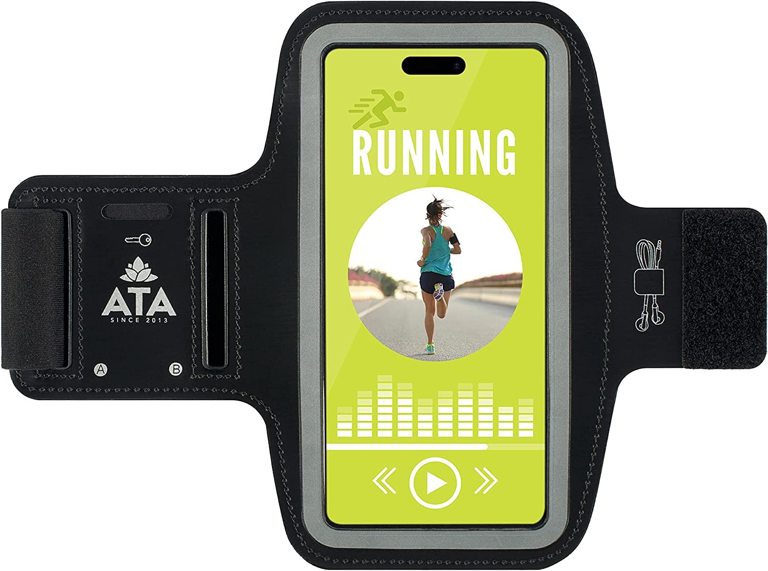 Running Armband for Iphone 13/13 Pro/13 Pro Max, 12/12 Pro/12 Pro Max, 11/11 Pro/11 Pro Max, Non-Slip Sweat-Proof Sports Phone Holder for Running with Key/Headphone Slots, for Iphones up to 6.7″