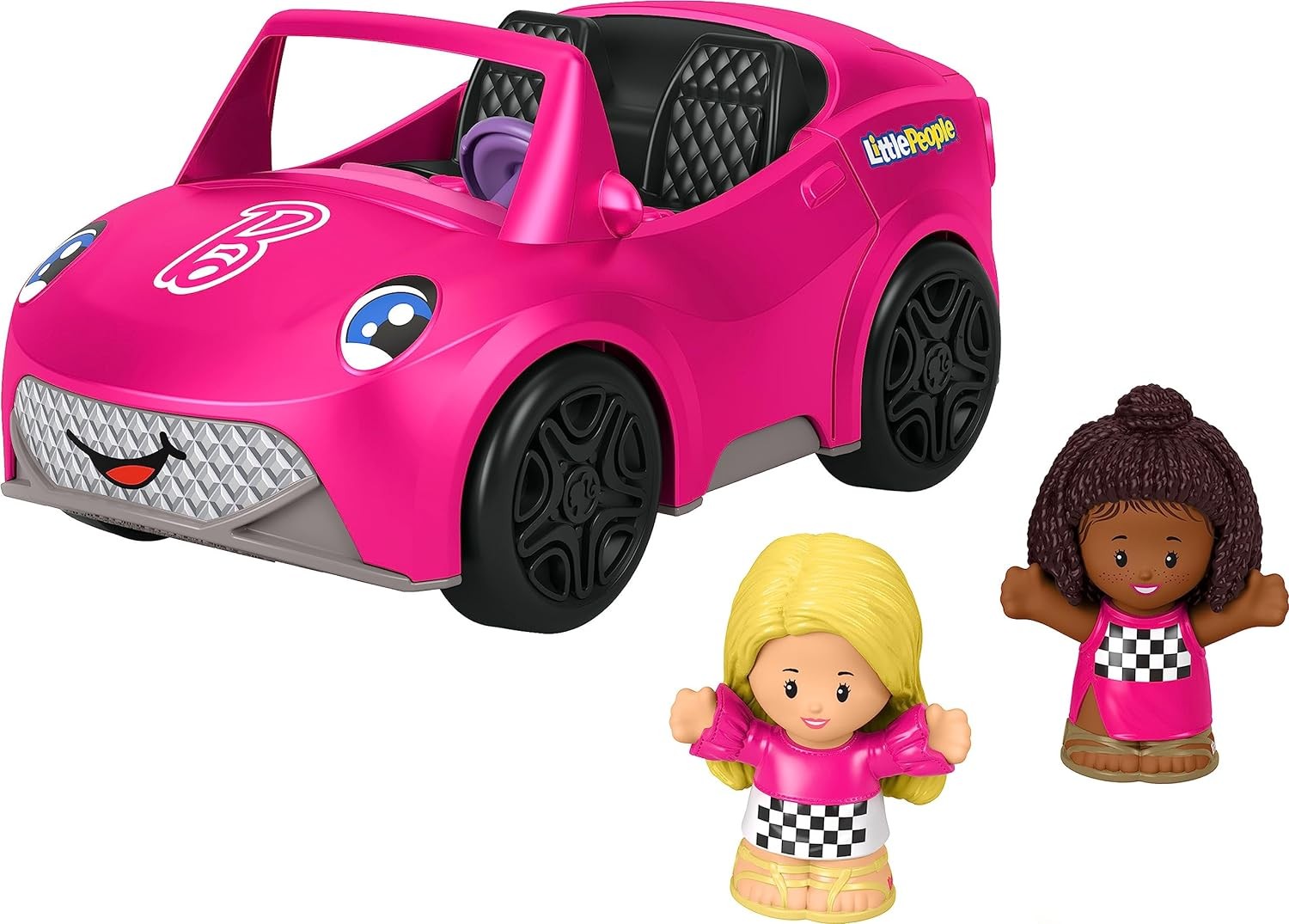 Fisher-Price Little People Barbie Toddler Toy Car with Music Sounds and 2 Figures, Convertible