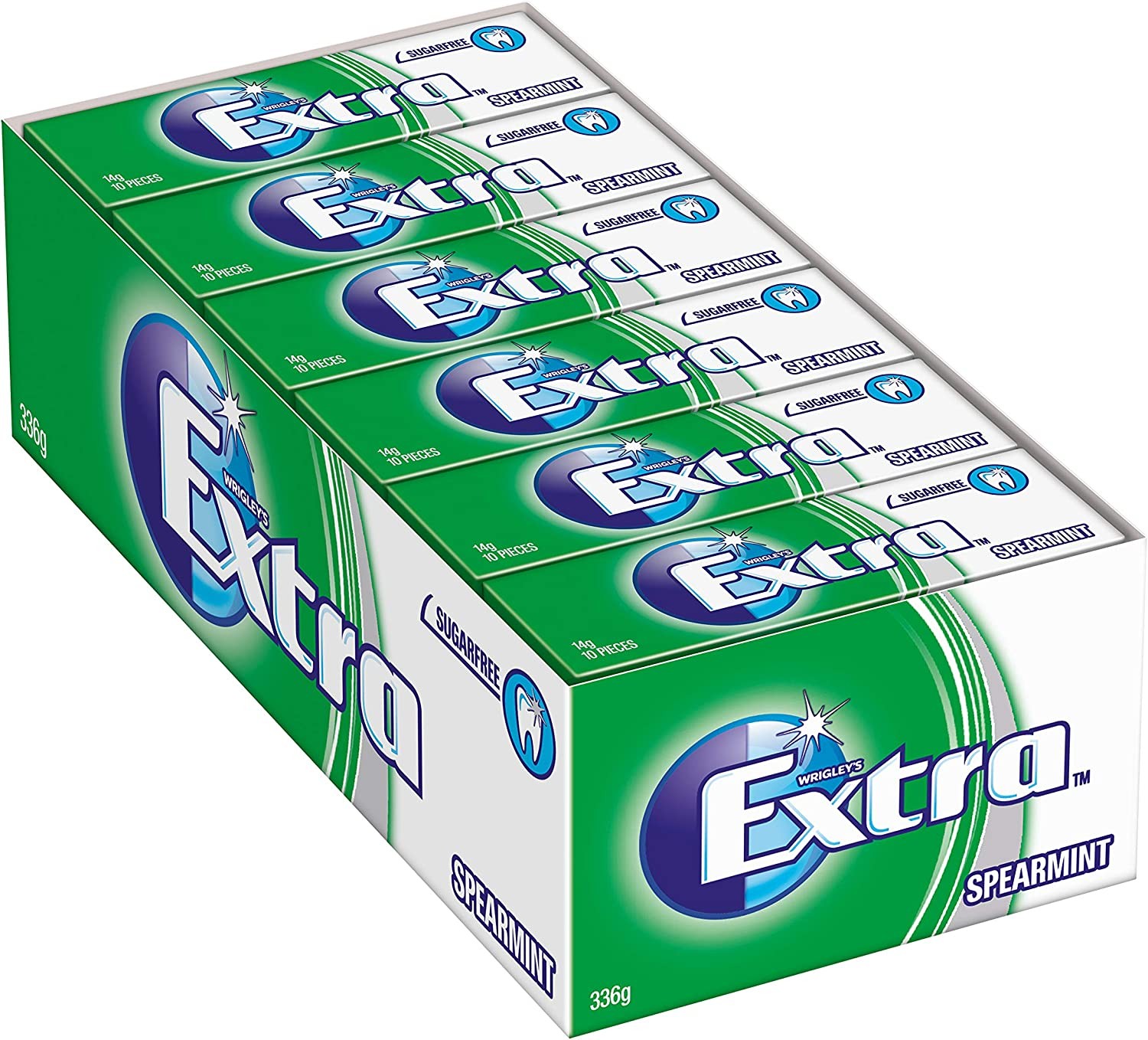 Extra Spearmint, Sugar Free Chewing Gum Pellets, 24 Packets with 10 Pieces