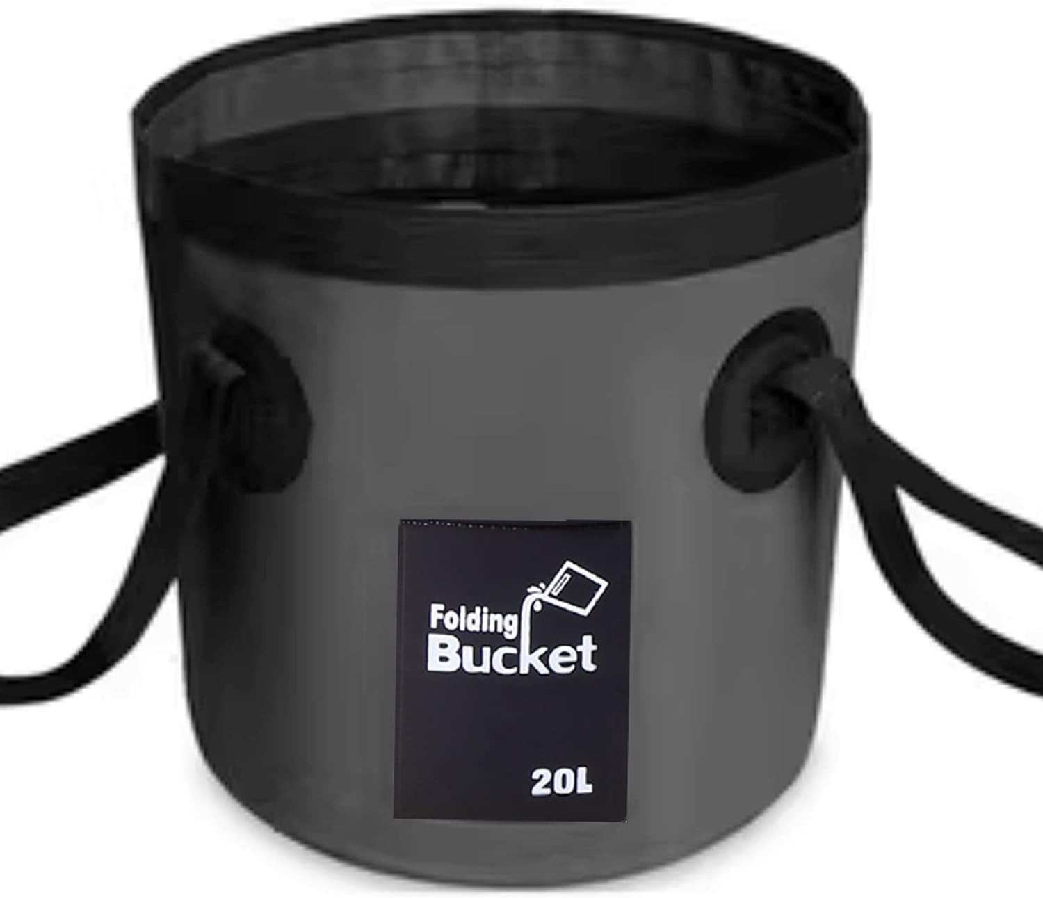 5.2 Gallon Bucket(20L),Collapsible Bucket with Handle, Portable Camping Bucket, Ultra Lightweight Outdoor Basin Fishing Bucket, Folding Bucket for Fishing, Hiking, Car Washing (Black 5.2 Gallon)