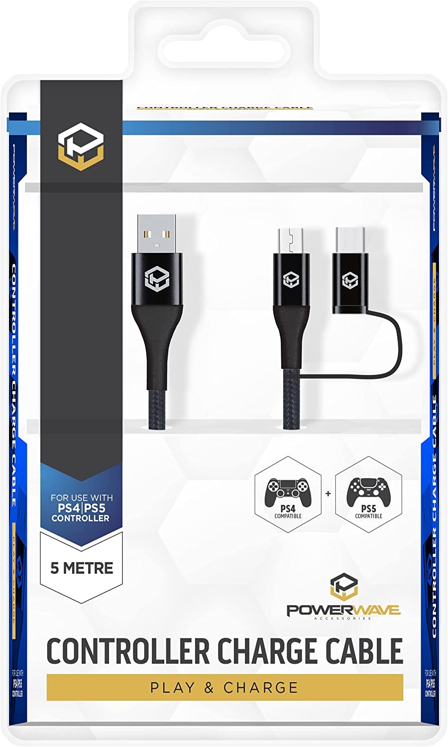 Powerwave PS4 and PS5 5M Controller Charge Cable