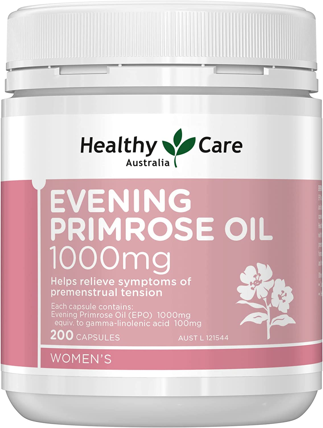 Healthy Care Evening Primrose Oil 1000Mg – 200 Capsules | Relieves Symptoms of Premenstrual Tension