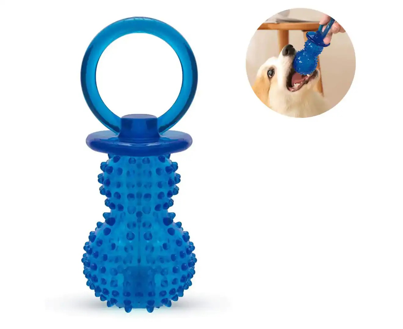 Soft Teething Rubber, Treat Dispensing Dog Toy for Small Puppies-Blue – Blue