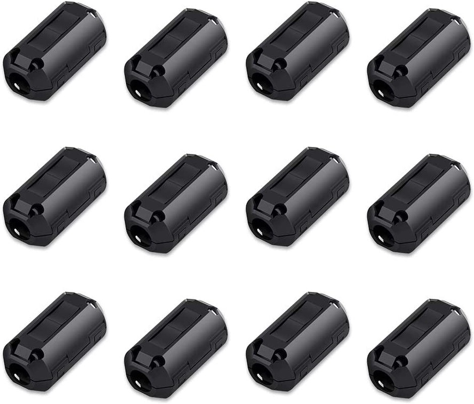 Viaky 12 Pack RFI EMI Noise Suppressor Cable Clip, Clip-On Ferrite Ring Core Noise Filter for 5Mm Dia Cable(Black)