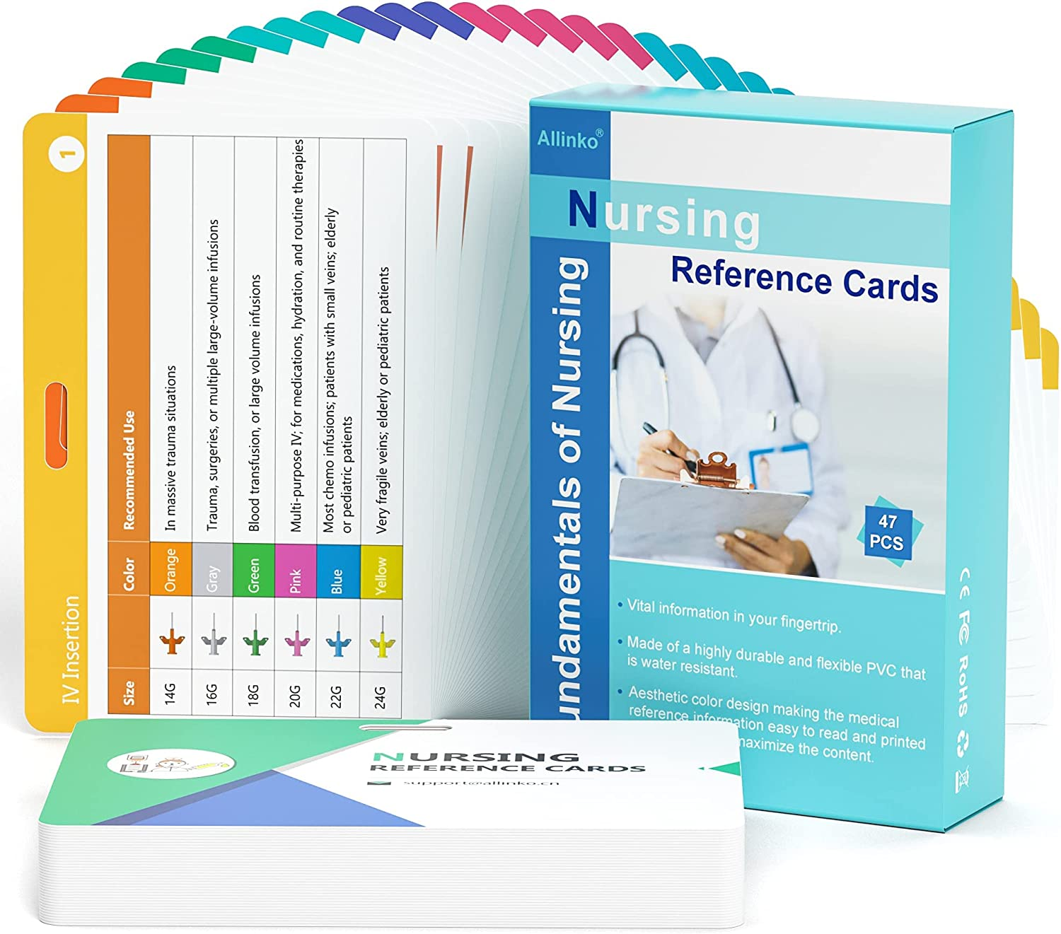 Allinko 49 Nursing Badge Reference Cards, Nursing School Essentials for Students, Bonus Cheat Sheets – Include Pharmacology, Respiratory, EKG, OB/L&D, Pediatrics, Endocrine, Neurology