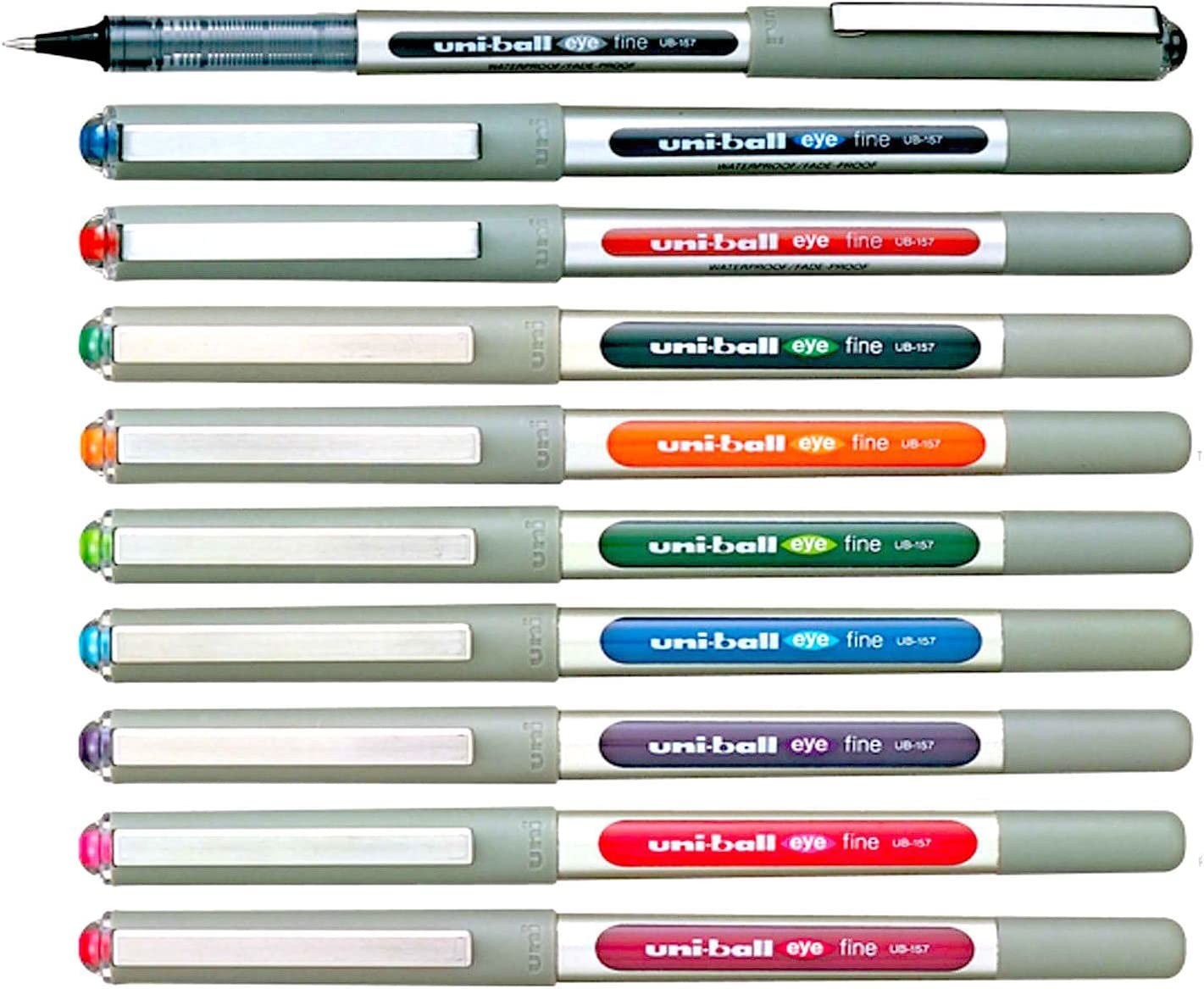 Uni-Ball UB-157 Rollerball Pen 0.7Mm Ball – One of Each Colour – Pack of 10