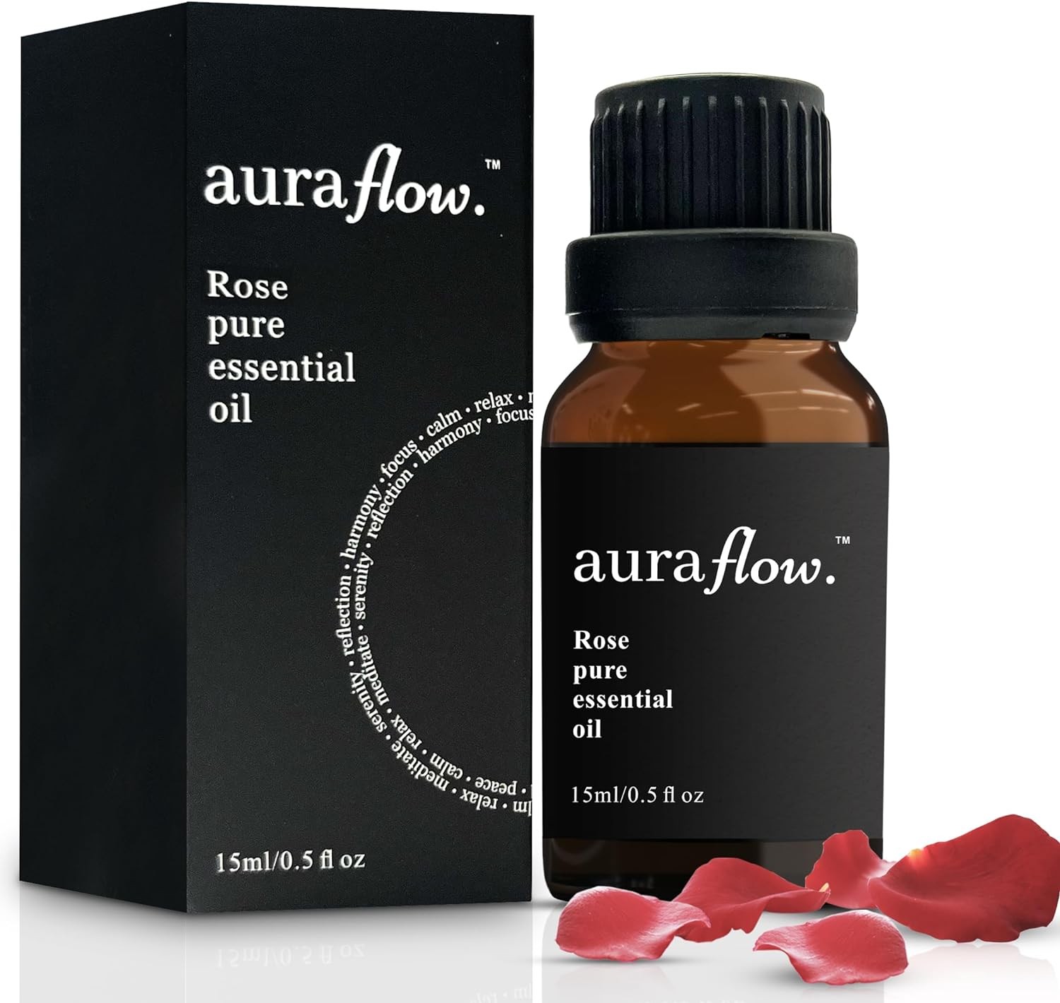 AURAFLOW [AUSTRALIAN OWNED SMALL BUSINESS] 15Ml Premium Rose 100% Pure Plant Based Essential Botanical Oil 15Ml for Aromatherapy, Yoga, Zen, Sleep, Relax, No Stress, Essential Oil for Diffuser, Skin, Face, Hair & Perfume