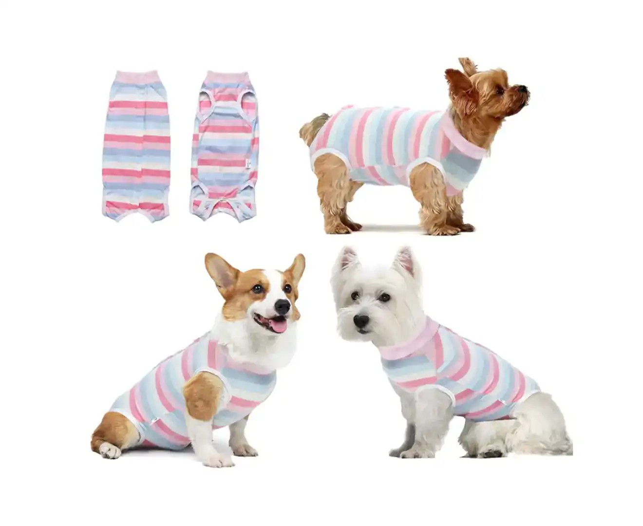 Pet Cat Recovery Suit Dog Abdominal Wound Protector Puppy Medical Surgical Clothes–Pink L