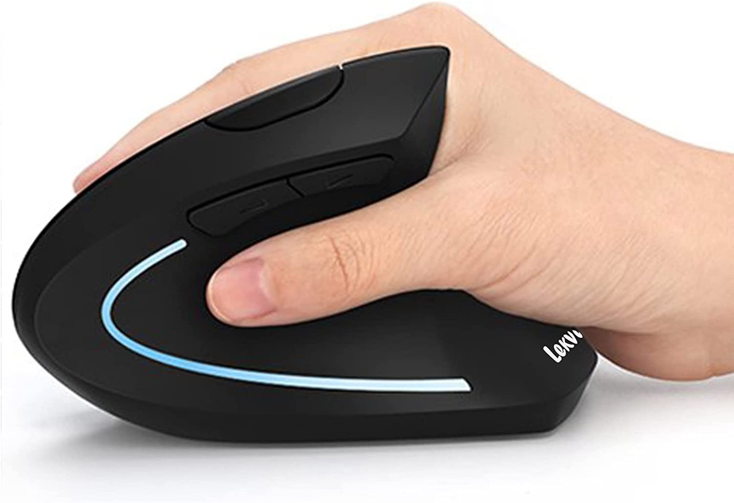 Lekvey Ergonomic Mouse, Vertical Wireless Mouse Rechargeable 2.4Ghz Optical Vertical Mice : 3 Adjustable DPI 800/1200/1600 Levels 6 Buttons, for Laptop, PC, Computer, Desktop, Notebook Etc, Black