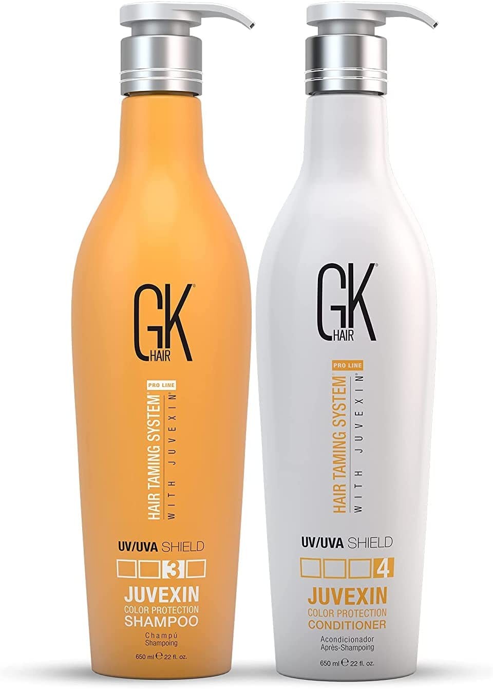 Global Keratin GK Hair Shield Shampoo and Conditioner Duo (650Ml/ 22Oz) Color Protection Deep Cleansing for Dry Dull Hair Organic Formula Sulfate Paraben Free for Men and Women by Gkhair