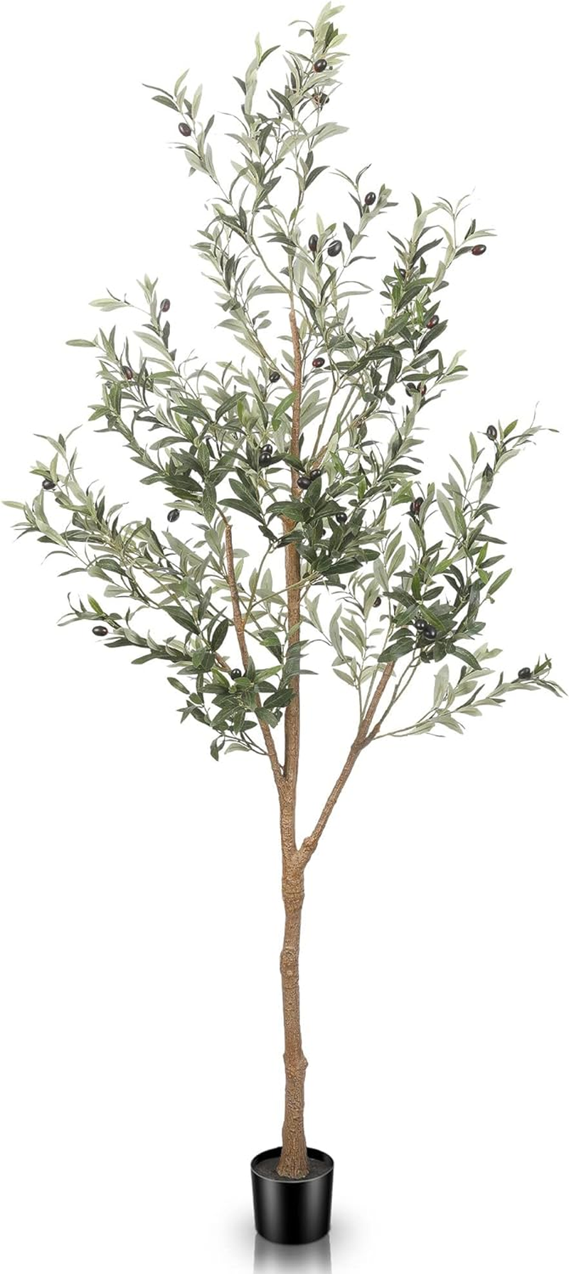 LYERSE 6Ft Artificial Olive Tree Tall Fake Potted Olive Silk Tree with Planter Large Faux Olive Branches and Fruits Artificial Tree for Office House Living Room Home Decor