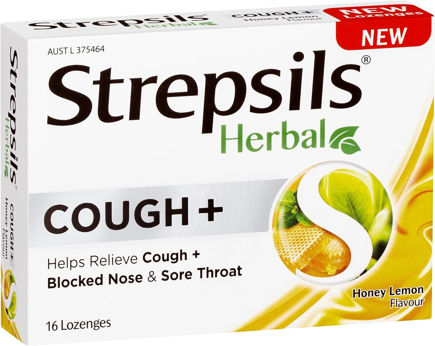 Strepsils Herbal Cough Lozenges Honey Lemon 16S 0.082 Kilograms