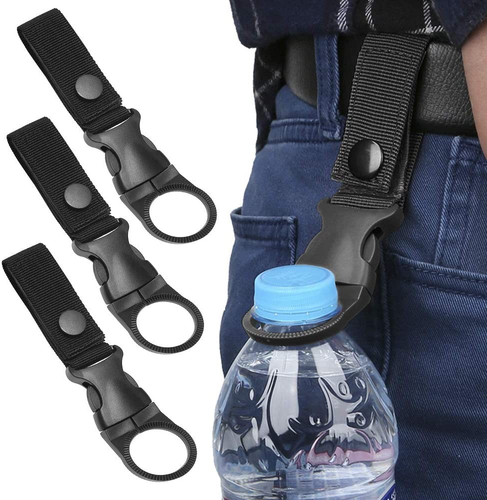 Katosca 3Pcs Bottle Hanging Buckle Clip Outdoor Portable Water Bottle Ring Holder Mineral Water Bottle Clip for Backpack Belt Belt Outdoor Camping Hiking Mountaineering Traveling(Black)