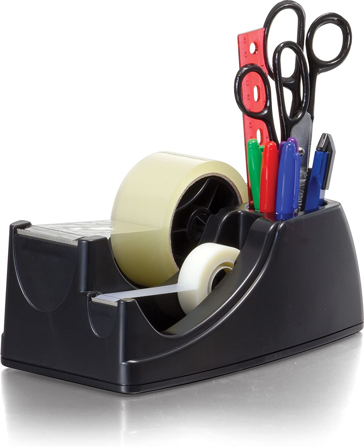 Officemate Heavy Duty Weighted 2-In-1 Tape Dispenser, Recycled,Black (96660)