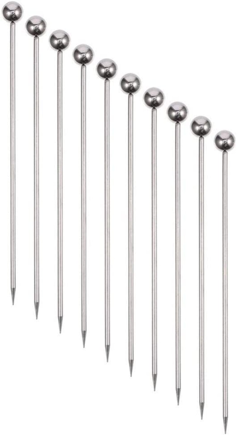 50 Pieces Stainless Steel Cocktail Picks Metal Martini Picks 4.3 Inch