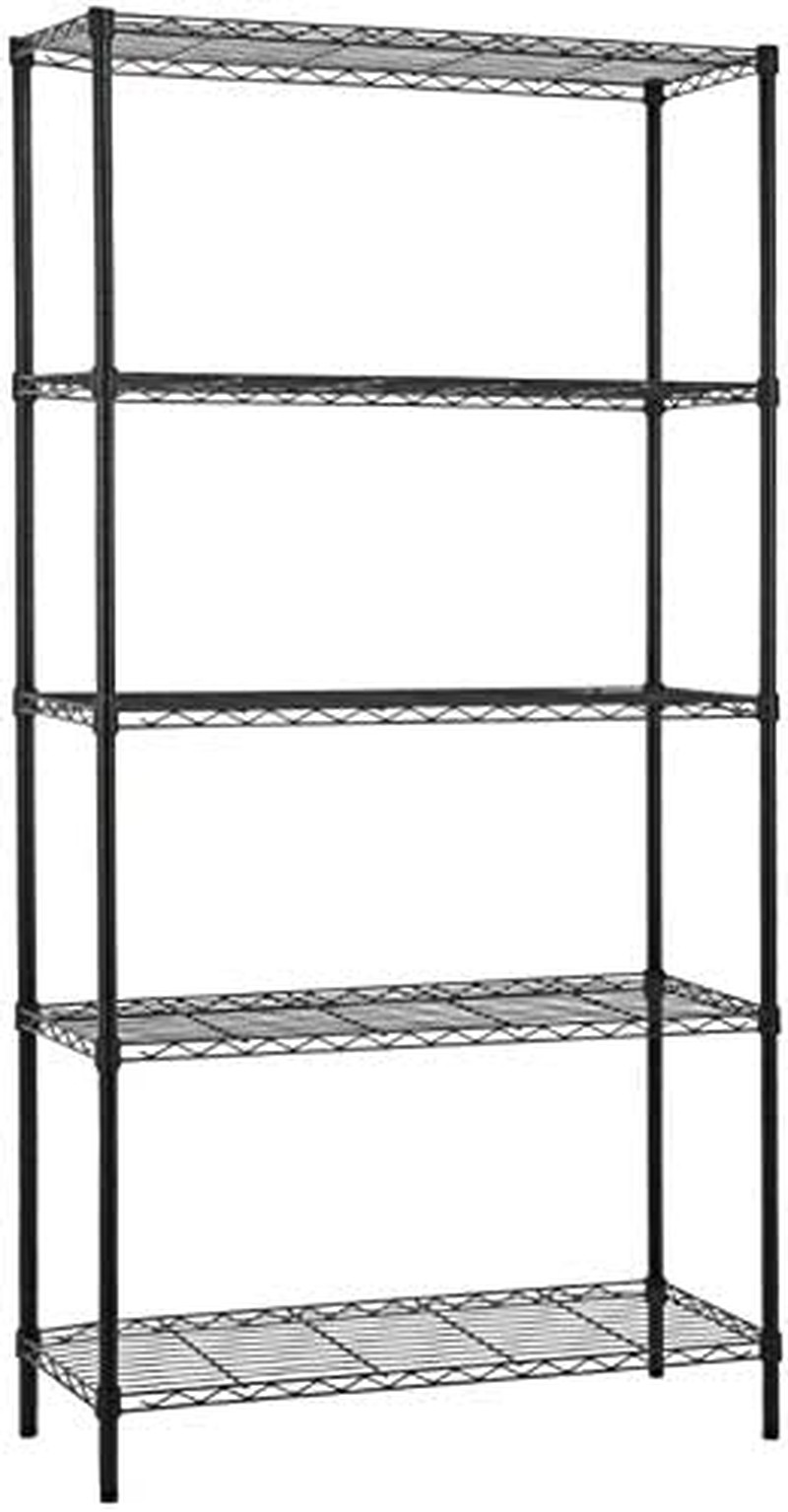 HOMIEST 5-Tier Classic Wire Storage Rack Organizer Kitchen Shelving Unit, Black