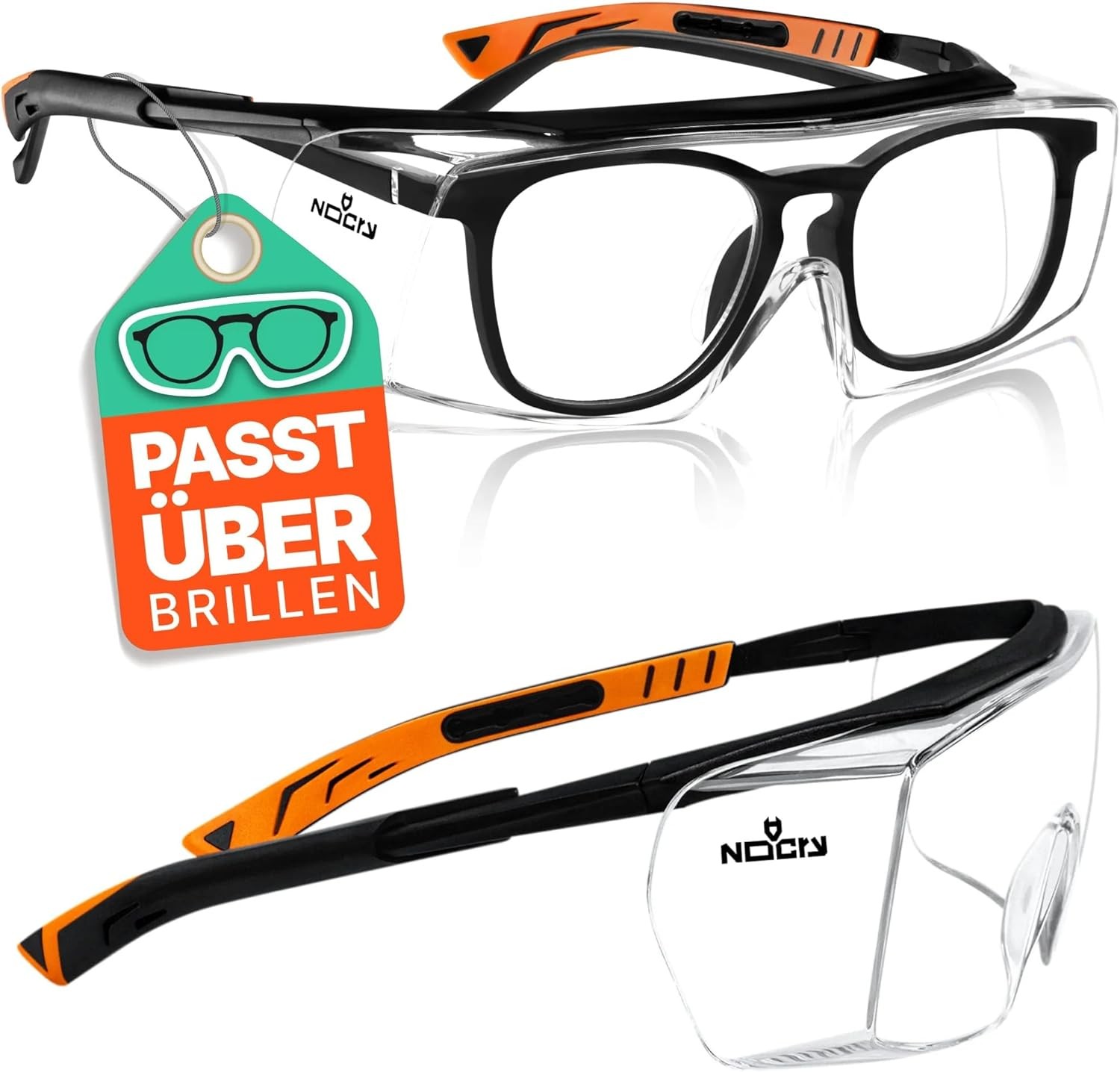 Nocry Over-Glasses Safety Glasses – with Anti-Scratch Wraparound Lenses