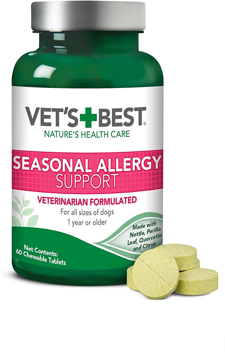 Vet’S Best Seasonal Allergy Relief | Dog Allergy Supplement | Relief from Dry or Itchy Skin | 60 Chewable Tablets