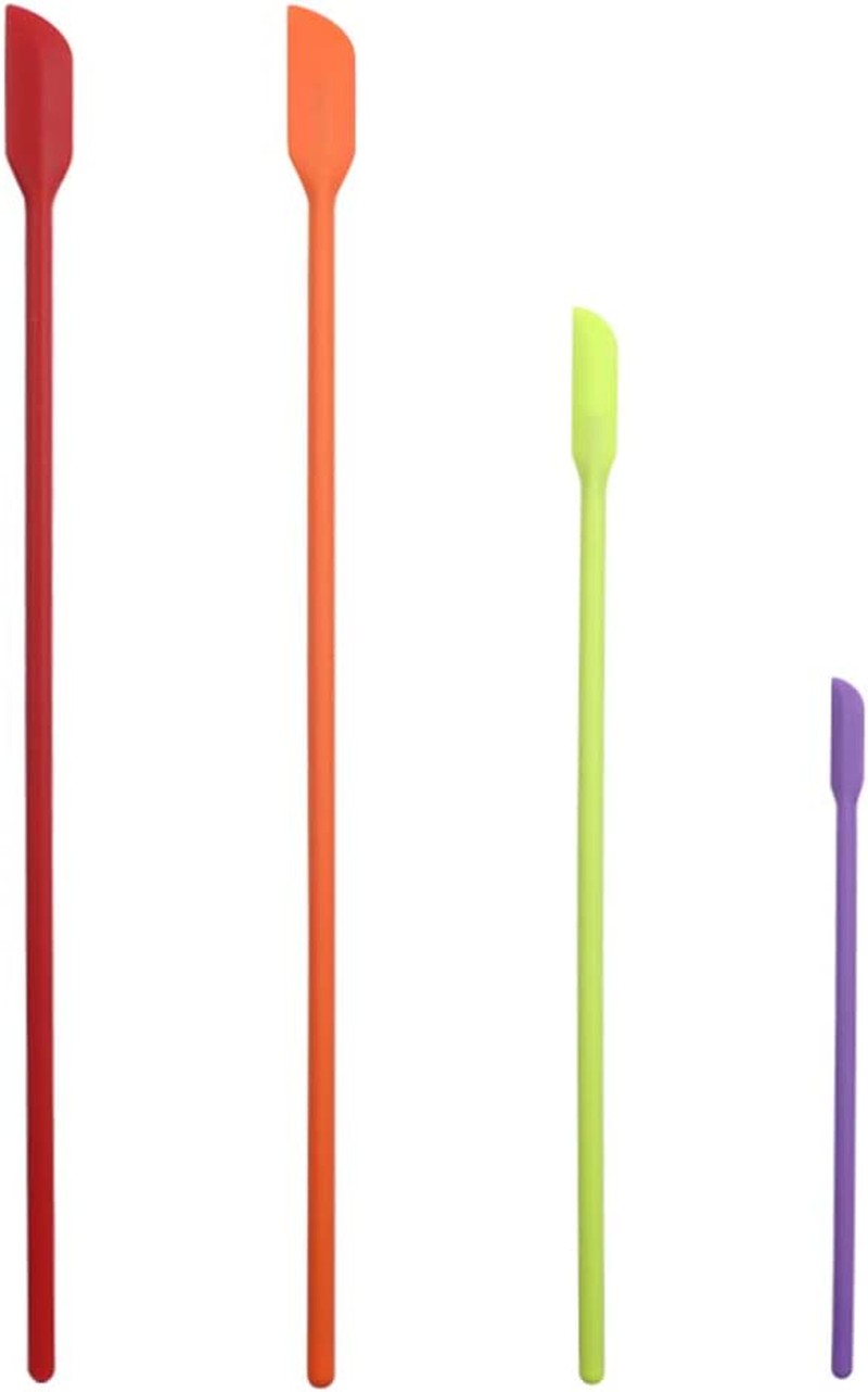 D.A. Klosterman Mini Spatula Silicone Small for Makeup Spatula-Get Every- Last Drop Spatula from Skinny Openings-Thin Jar Spatula ，For Thin Jar/Kitchen Bottles/Cosmetic Bottles 4Pack (Multicolor)