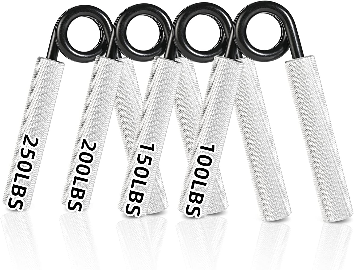 4 Pack Metal Hand Grip Set, Hand Grip Strengthener 100Lbs 150Lbs 200Lbs 250Lbs, No Slip Hand Grip Finger Strengthener for Home,Office, Gym and Outdoor, Heavy Duty Grip Strength Trainer for Hand, Fingers, Forearm, Wrist