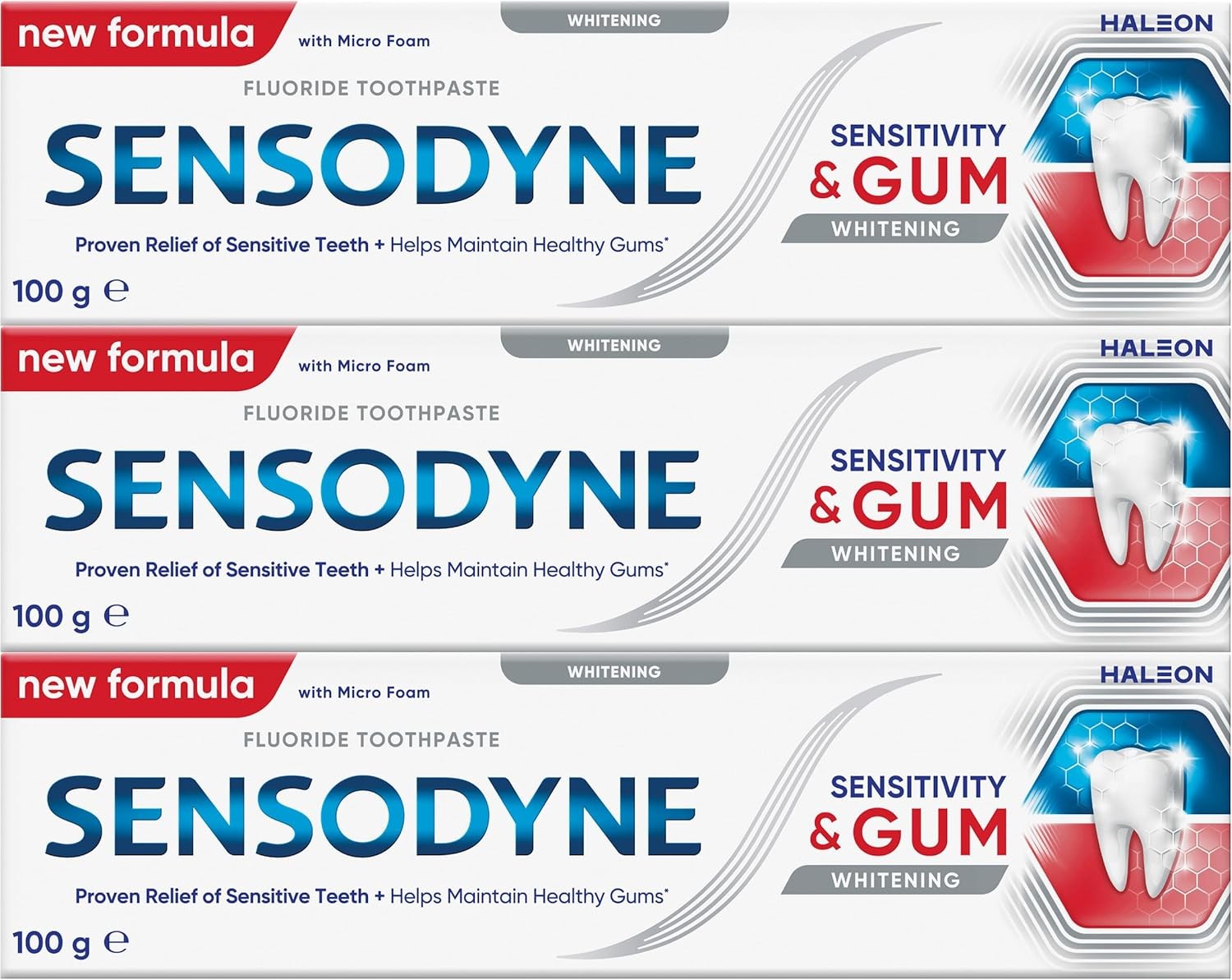 Sensodyne Sensitivity & Gum Dual Action Sensitive Toothpaste, Whitening, 100 G (Pack of 3)