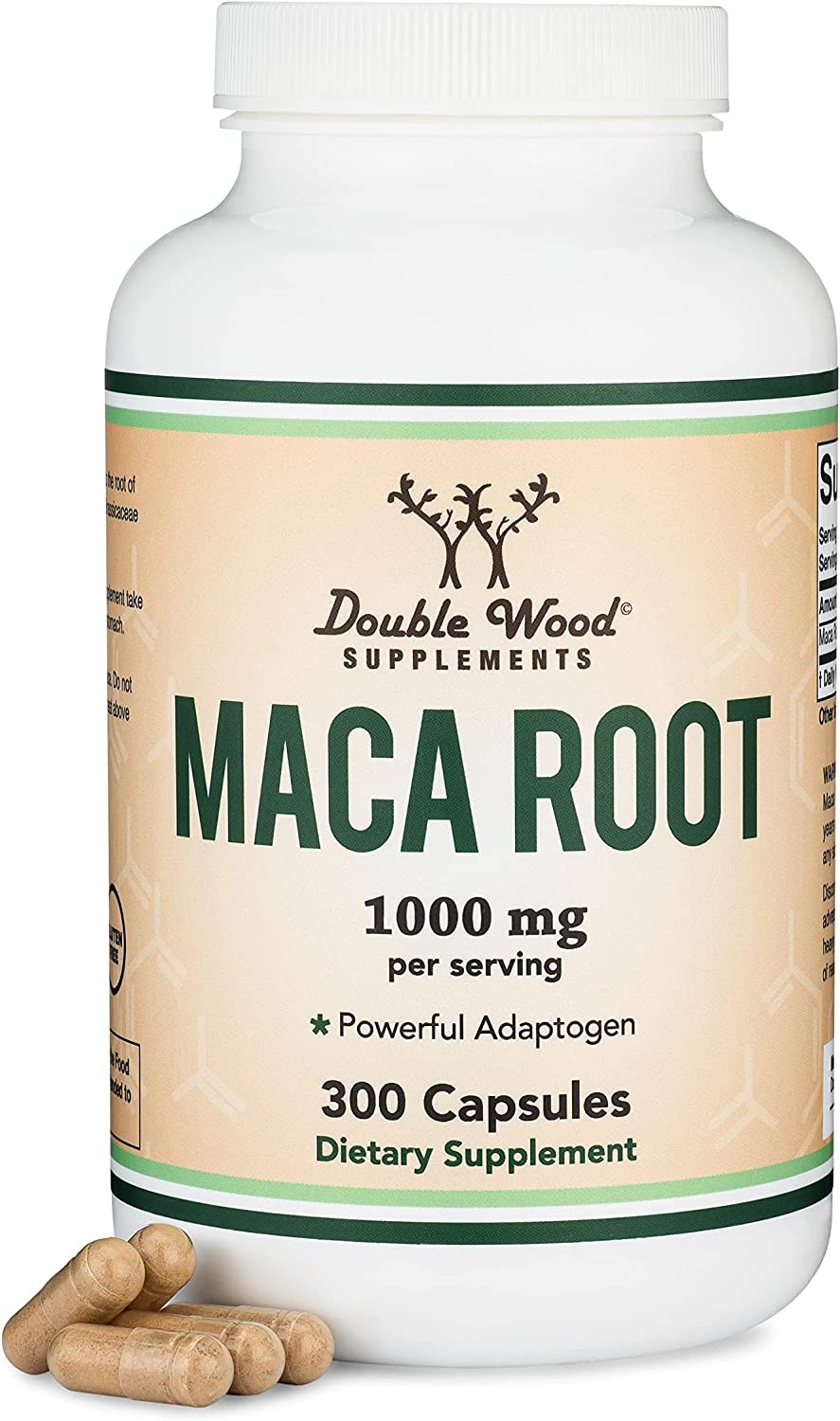 Maca Root Capsules (Black Maca Powder – 1,000Mg per Serving) 300 Count for Men and Women. Grown in Peru (For Energy, Mood, Performance) Vegan, Made in USA by Double Wood Supplements