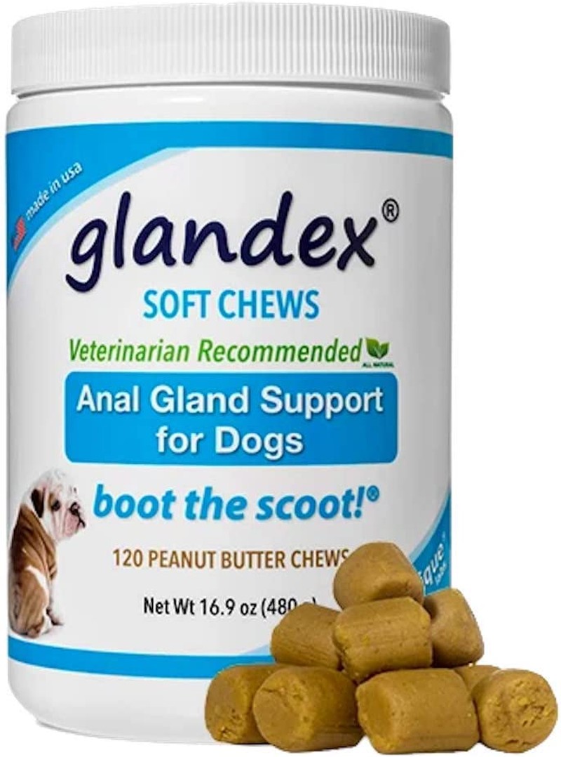 Glandex Soft Chews 120 Count, Anal Gland Fiber, Pumpkin & Probiotic Digestive Supplement No Scoot for Dogs