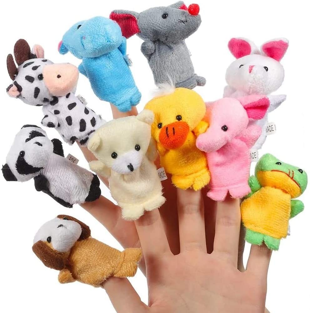 Animal Finger Puppets Set (10PCS), Velvet Animal Finger Puppets for Toddlers, Velvet Cute Cartoon Hand Animal Style Educational Toys Cloth Velvet Puppets Doll Mini Animals Zoo Babies Storytime Toy